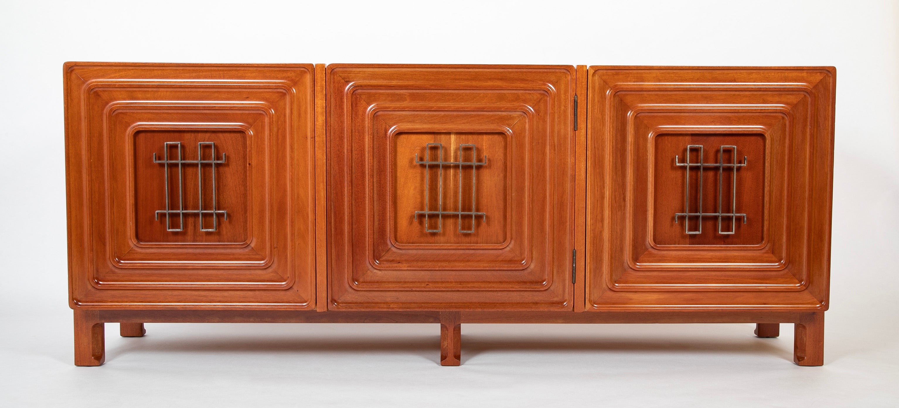 Mid-Century Walnut Three Door Credenza Designed by Edmund Spence