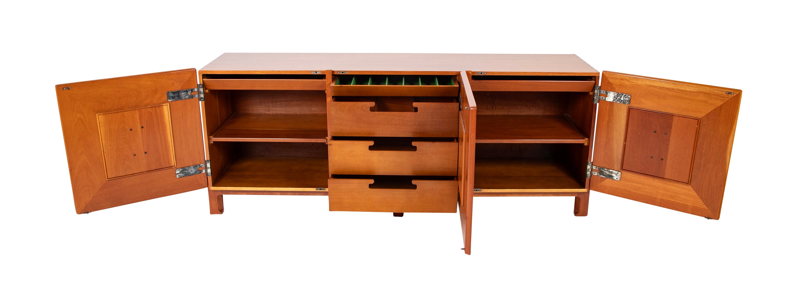 Mid-Century Walnut Three Door Credenza Designed by Edmund Spence