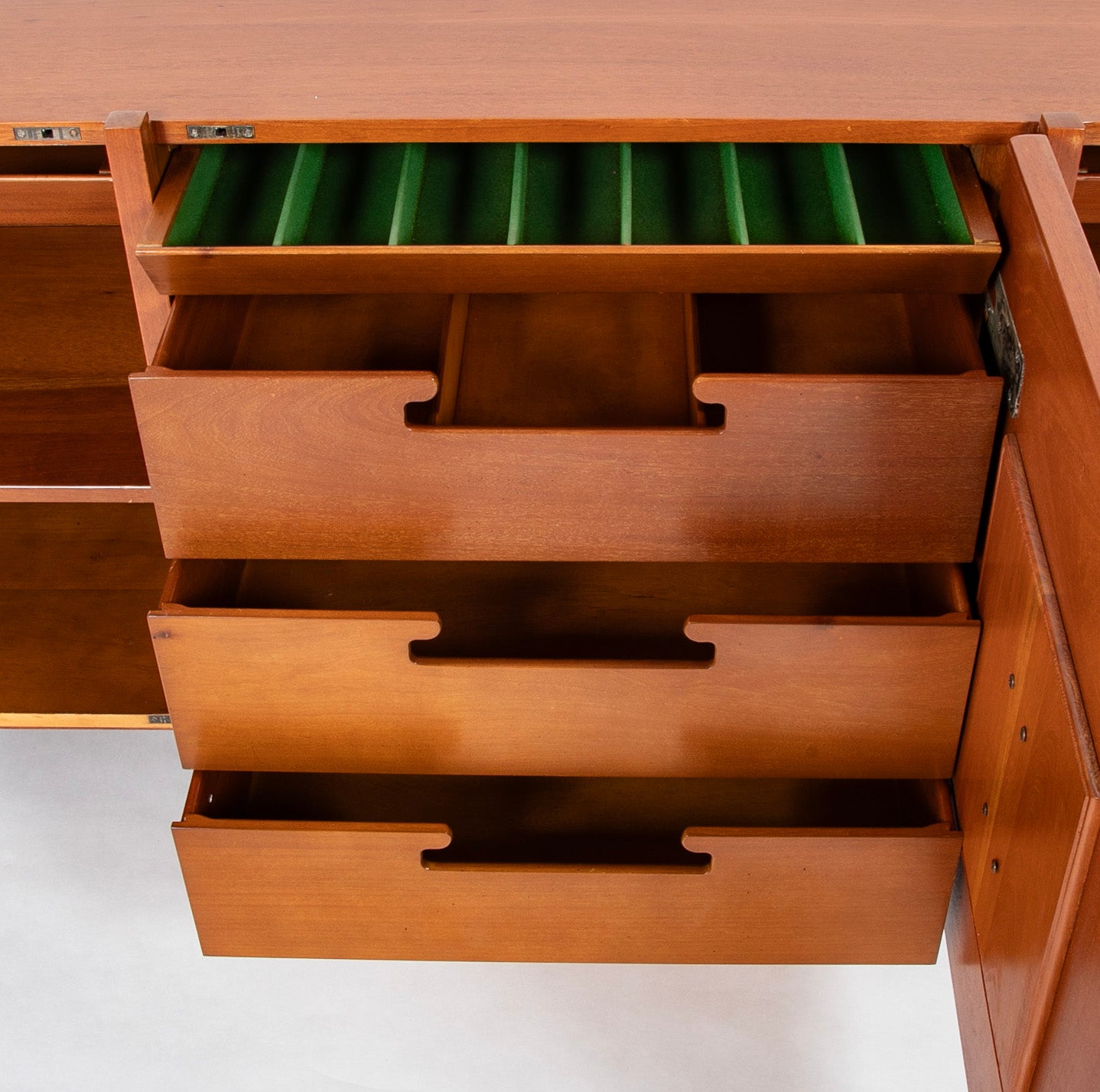 Mid-Century Walnut Three Door Credenza Designed by Edmund Spence