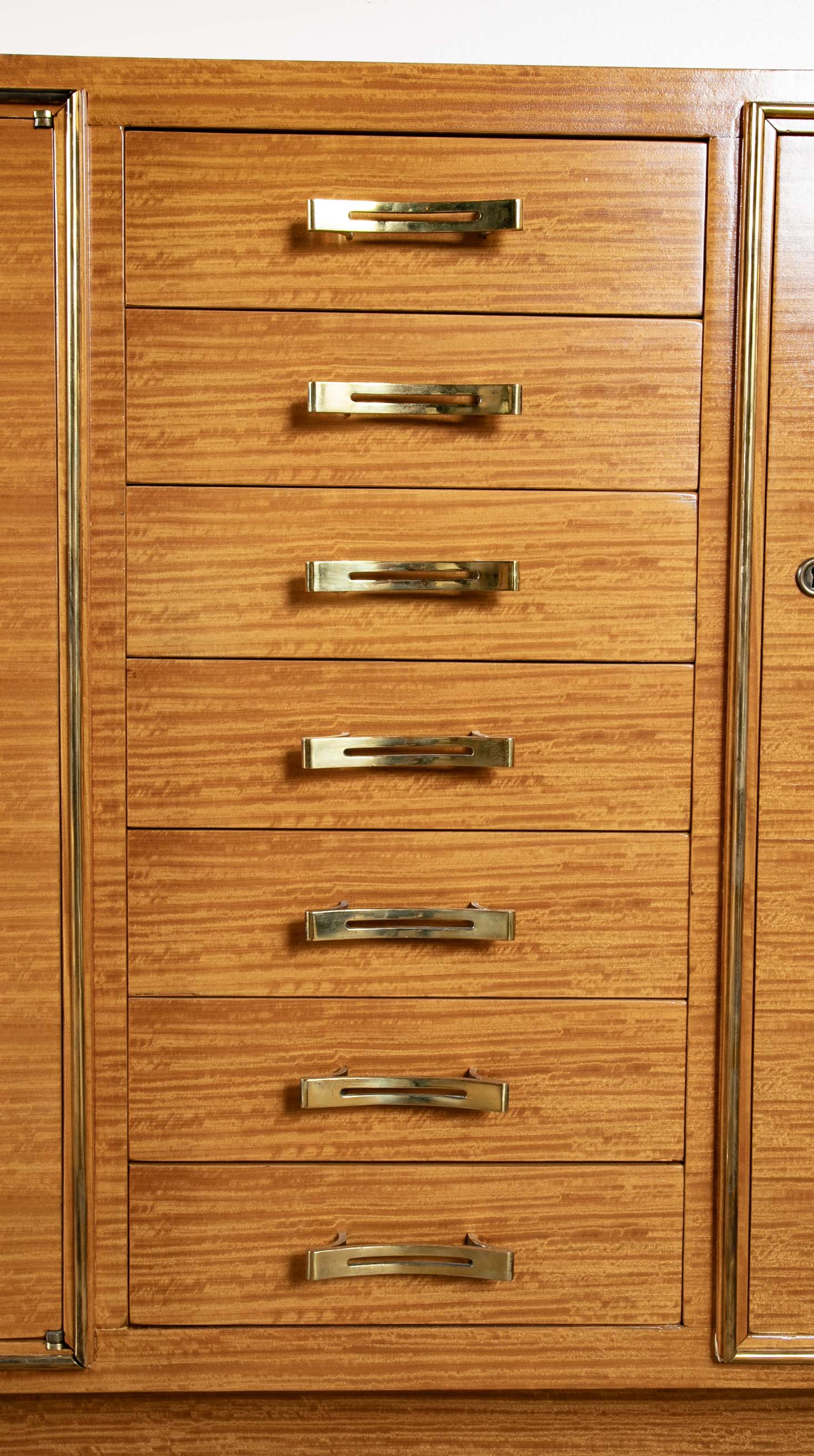 French School of Dominique Large Tiger Maple Sideboard