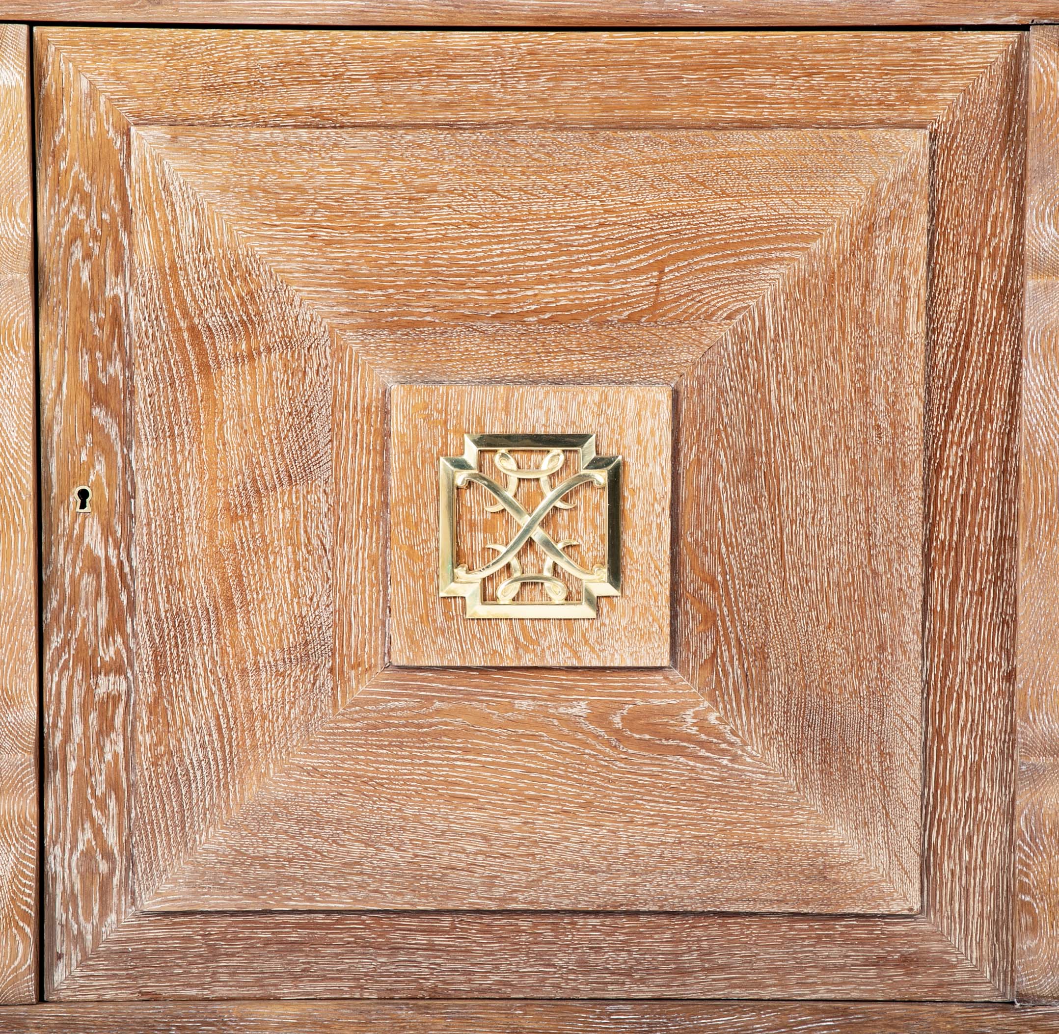 French Cerused Oak Three Door Architectural Sideboard