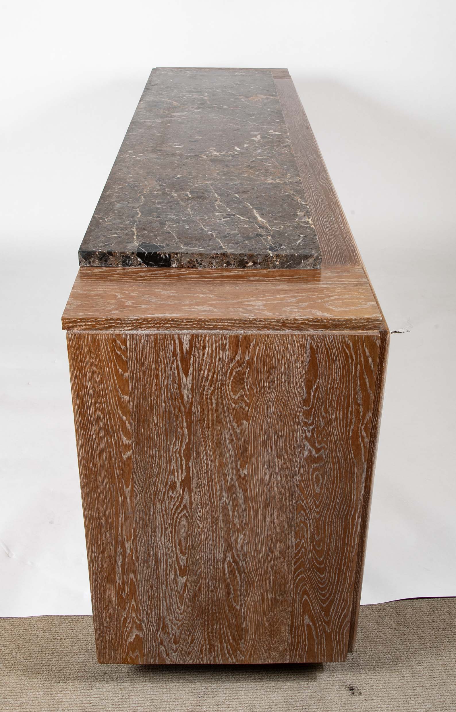 French Cerused Oak Three Door Architectural Sideboard