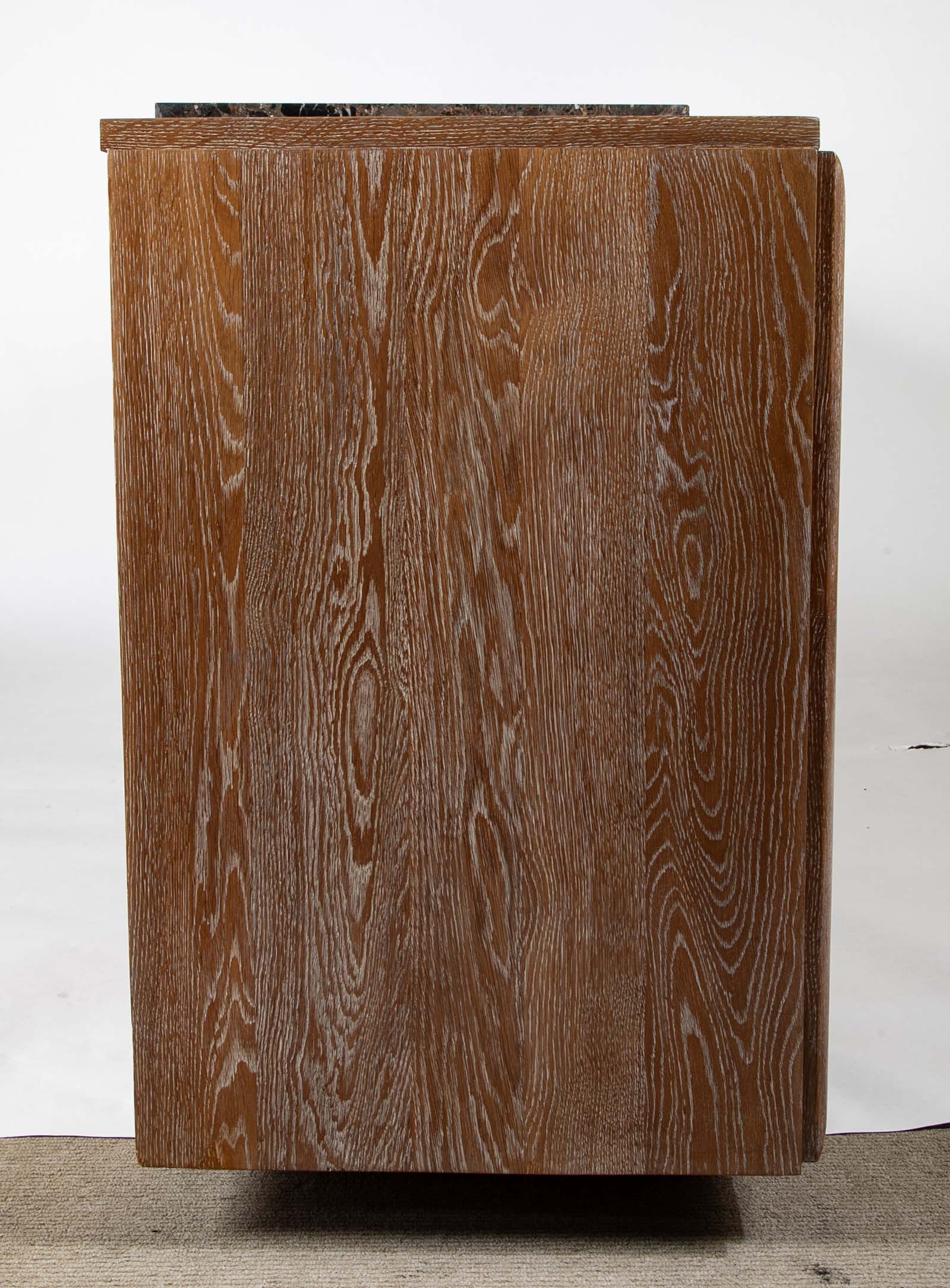 French Cerused Oak Three Door Architectural Sideboard