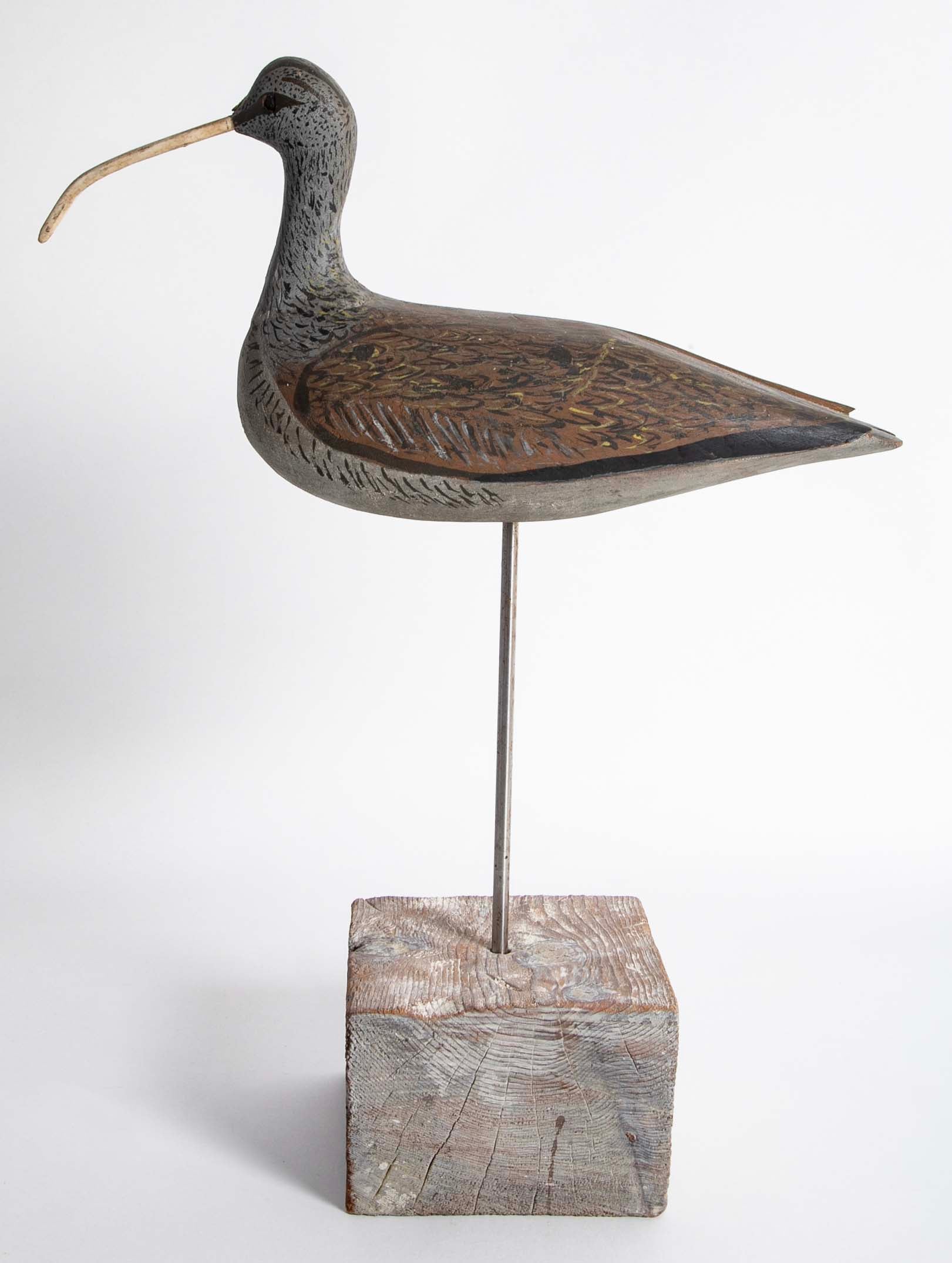 Early 20th Century Curlew Decoy by Chief Eugene Cuffee, Shinnecock Reservation, NY