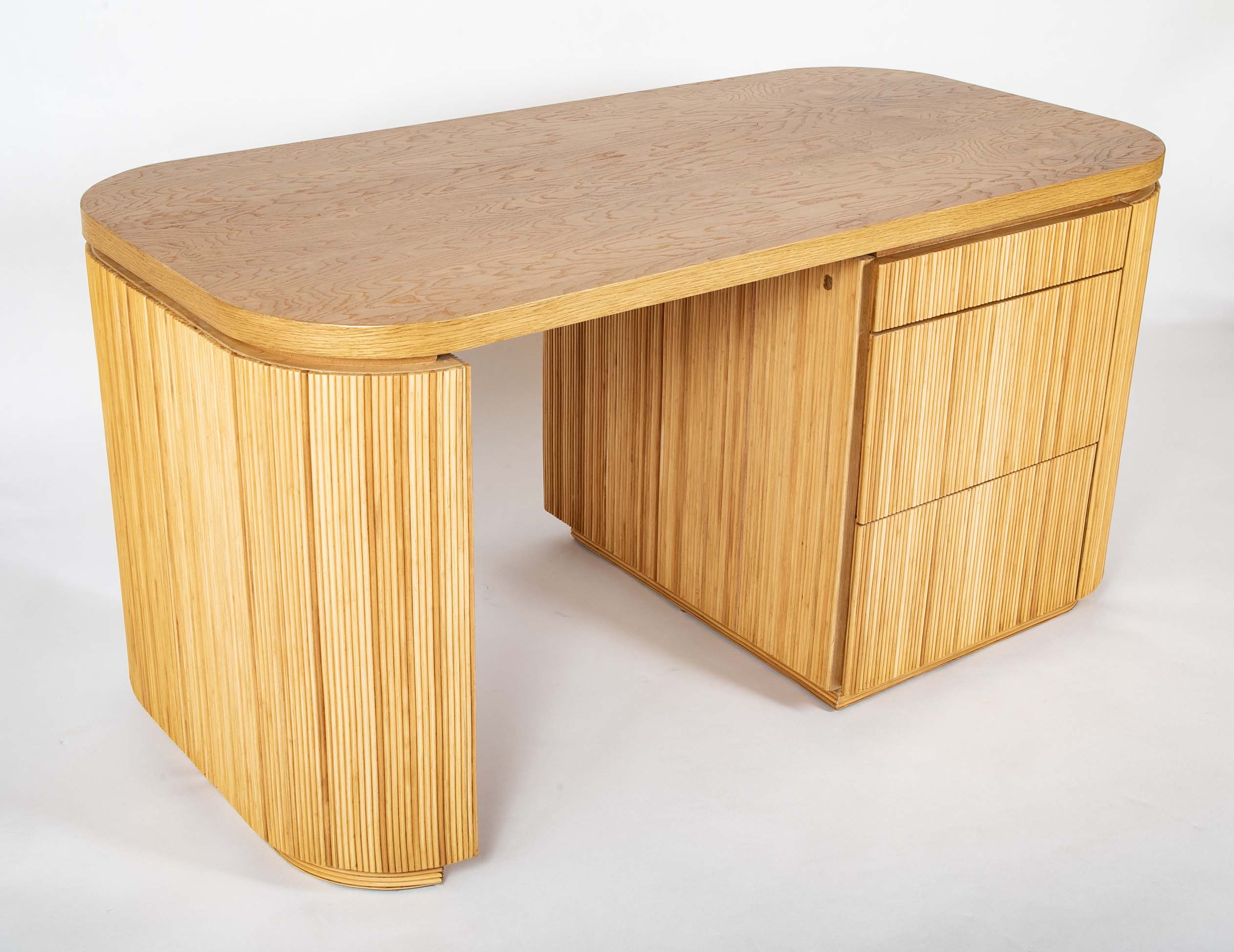 Karl Springer Style Pencil Reed Executive Desk