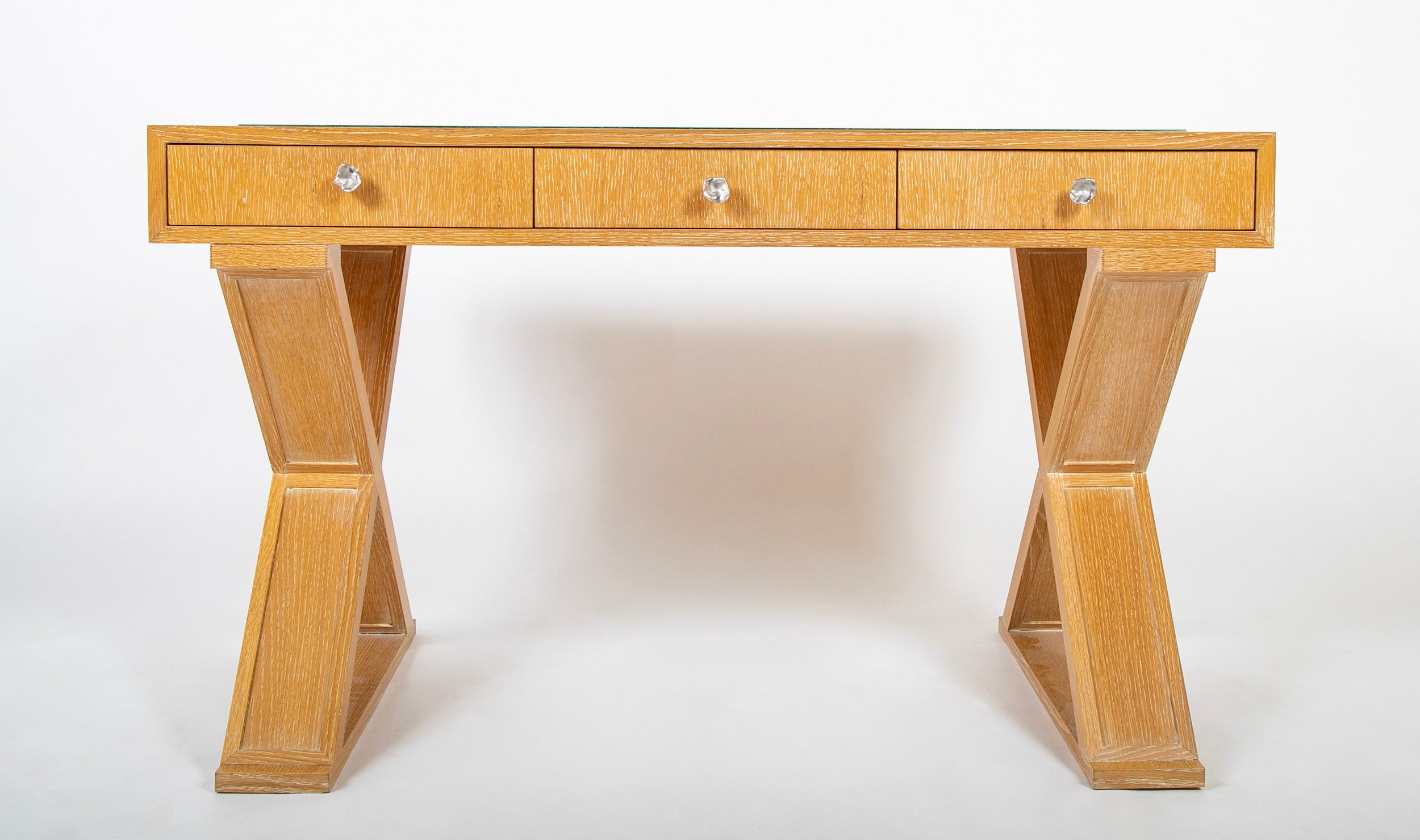 Three Drawer Limed Oak Custom Desk by Designer Vicente Wolf