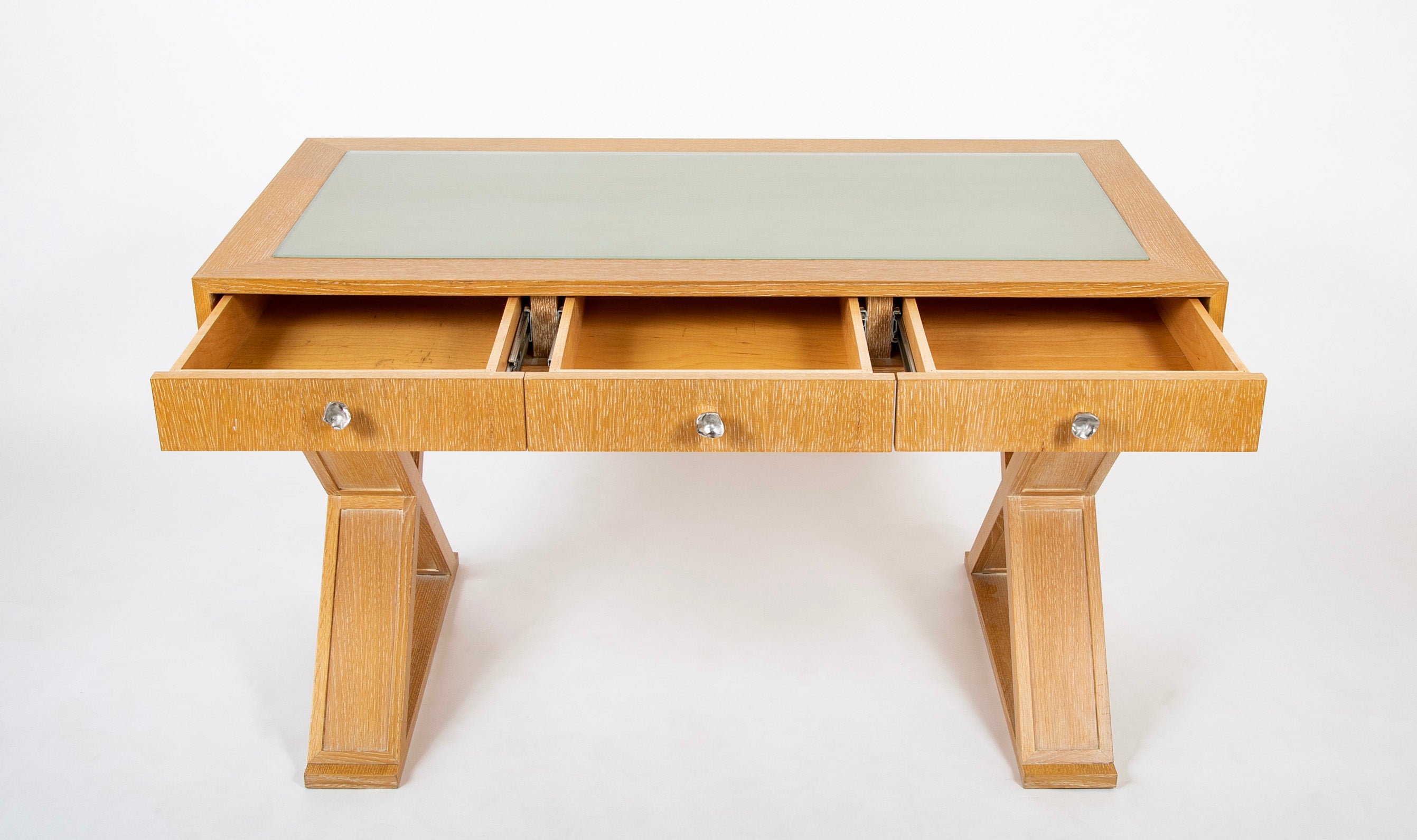 Three Drawer Limed Oak Custom Desk by Designer Vicente Wolf