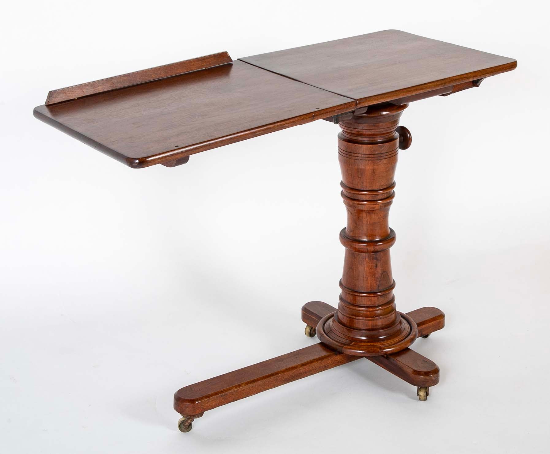 An English Adjustable Reading Table with Tiltable Section