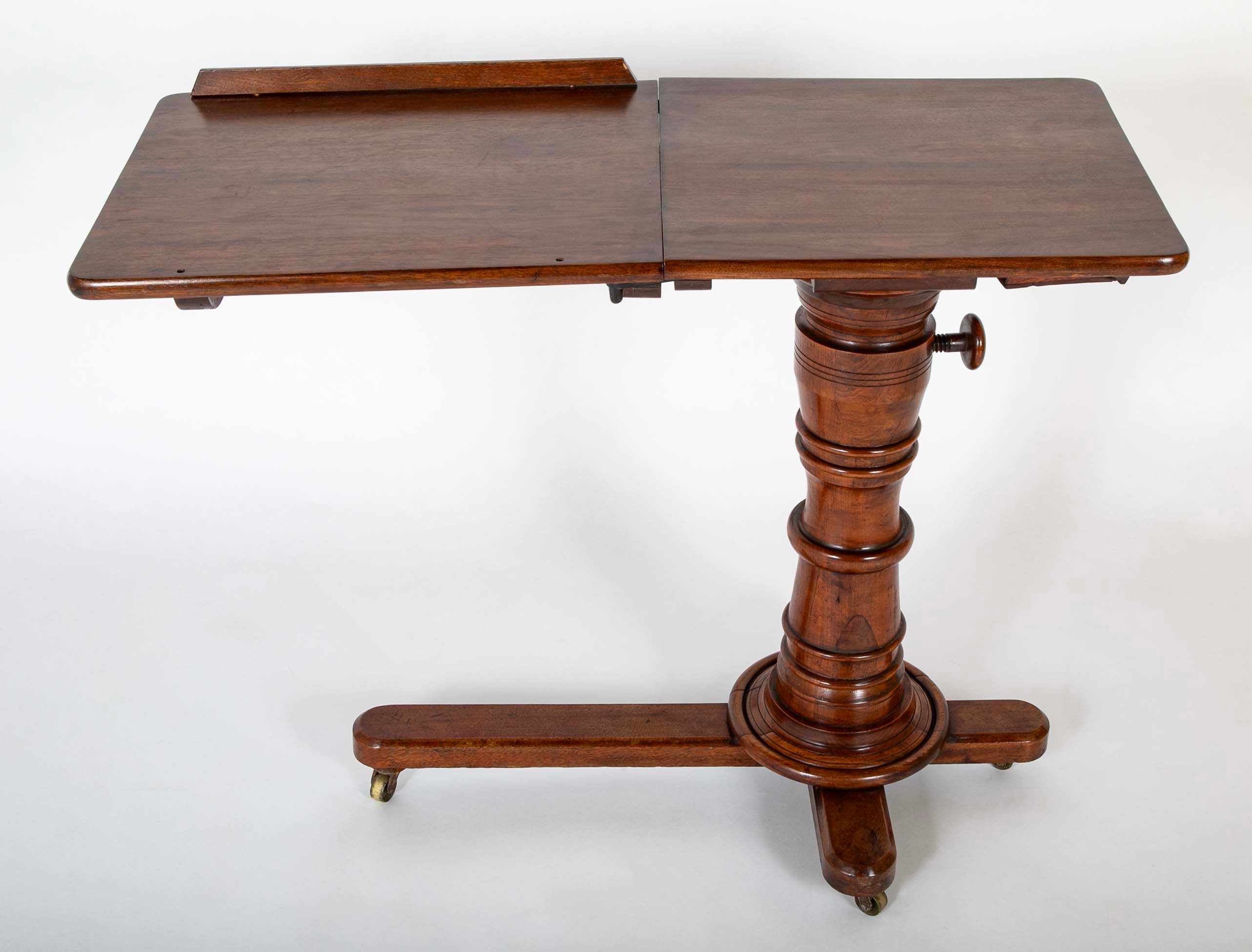 An English Adjustable Reading Table with Tiltable Section