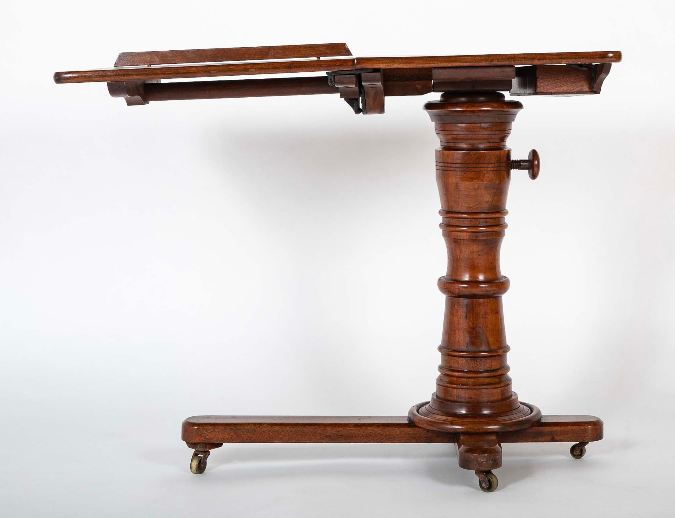 An English Adjustable Reading Table with Tiltable Section