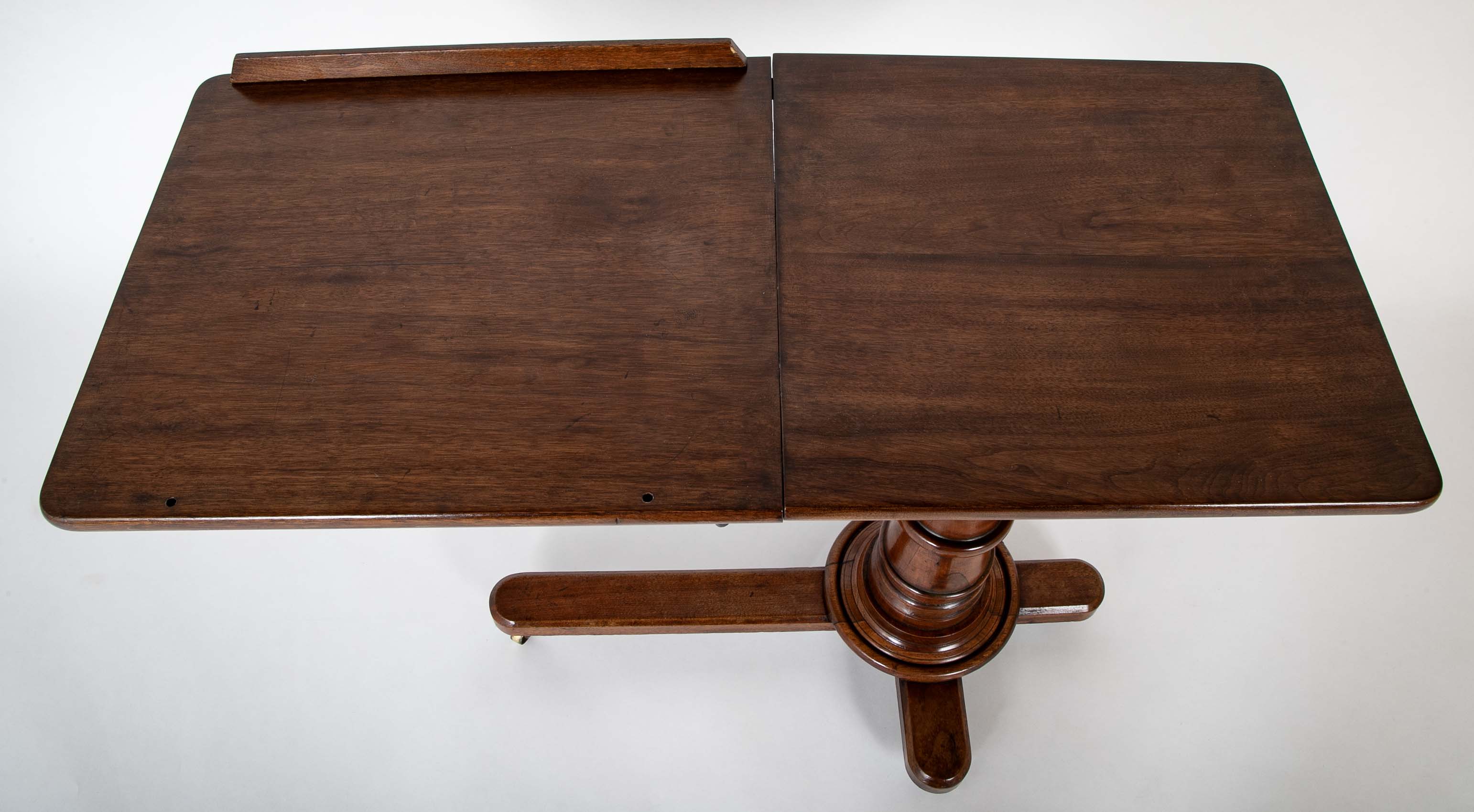 An English Adjustable Reading Table with Tiltable Section