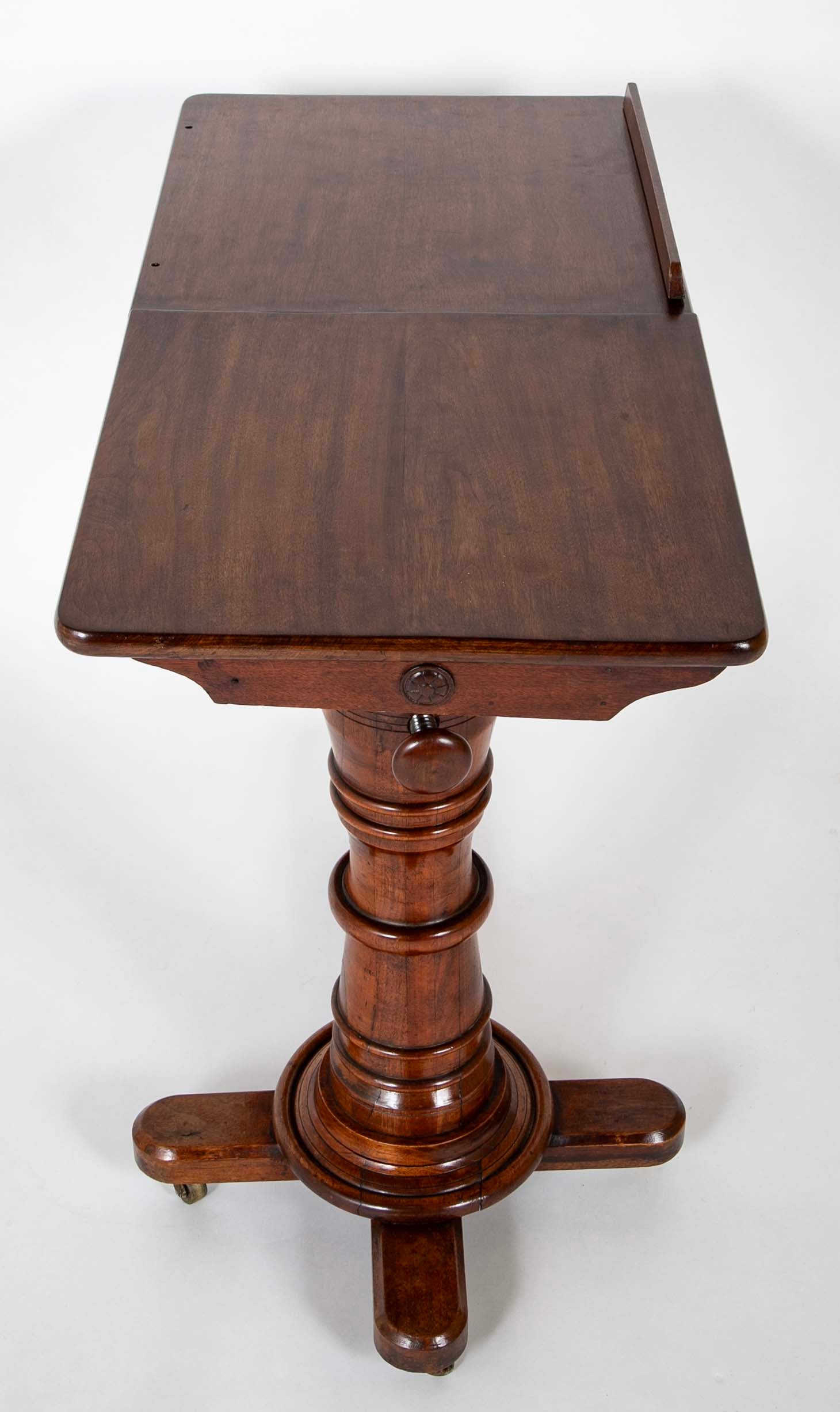 An English Adjustable Reading Table with Tiltable Section