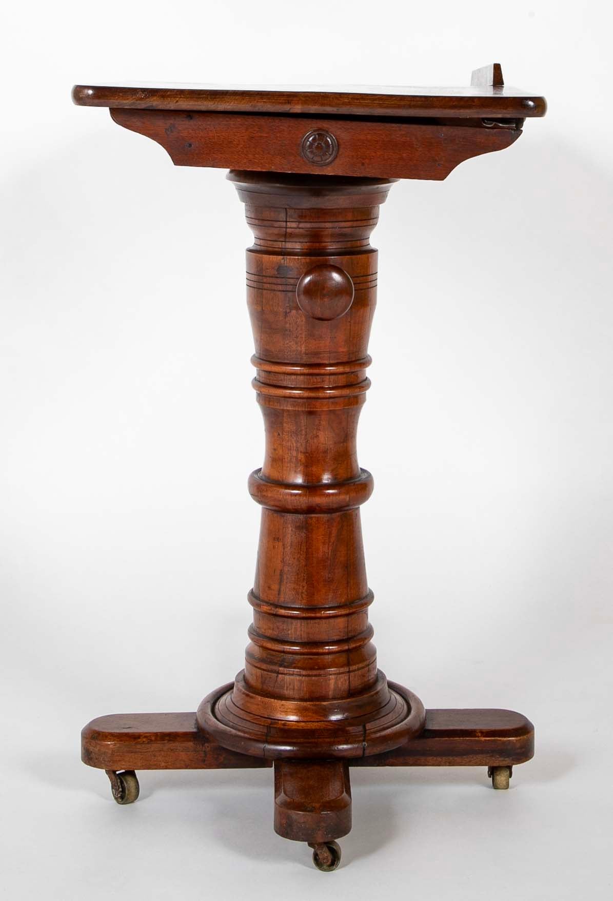 An English Adjustable Reading Table with Tiltable Section