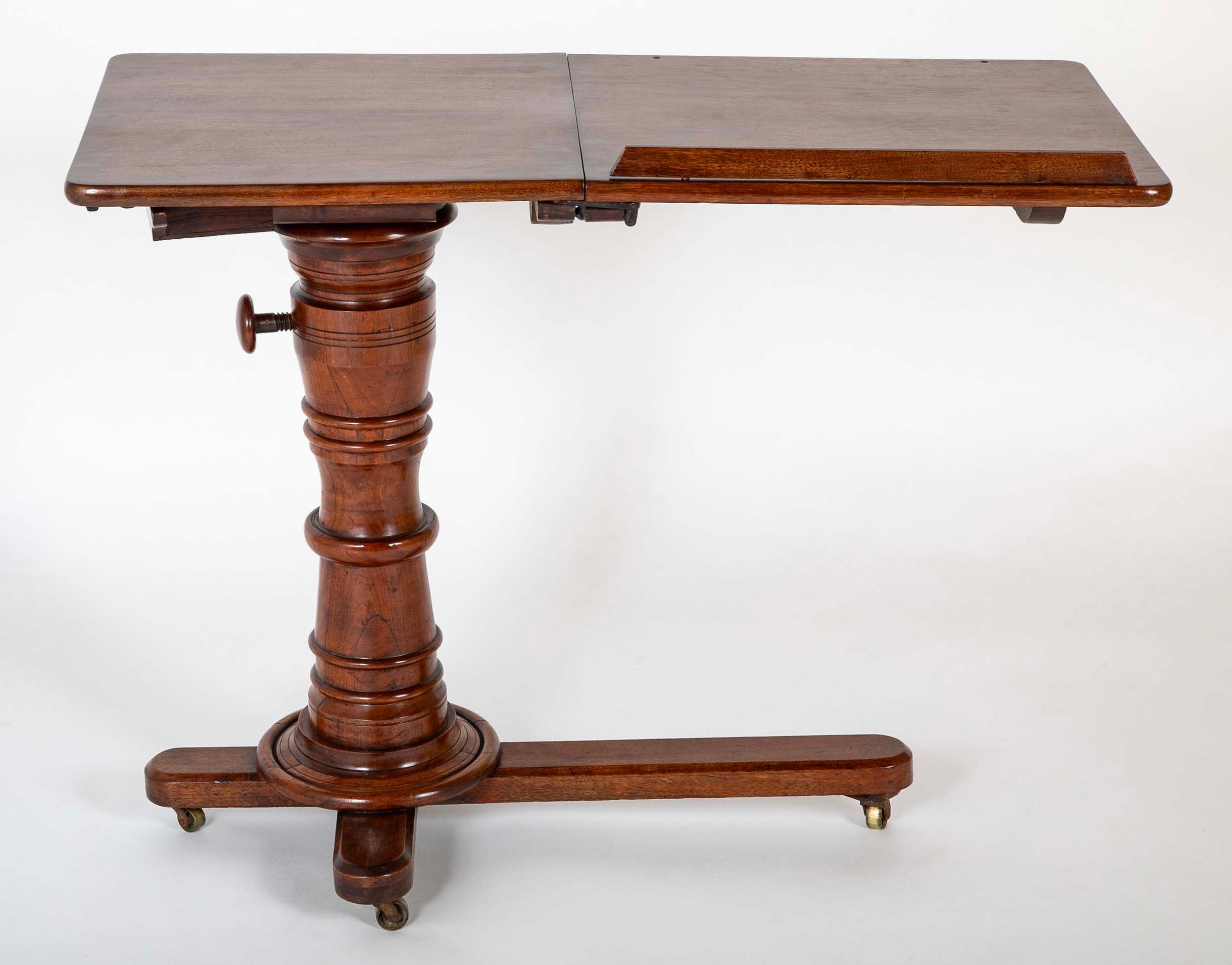 An English Adjustable Reading Table with Tiltable Section