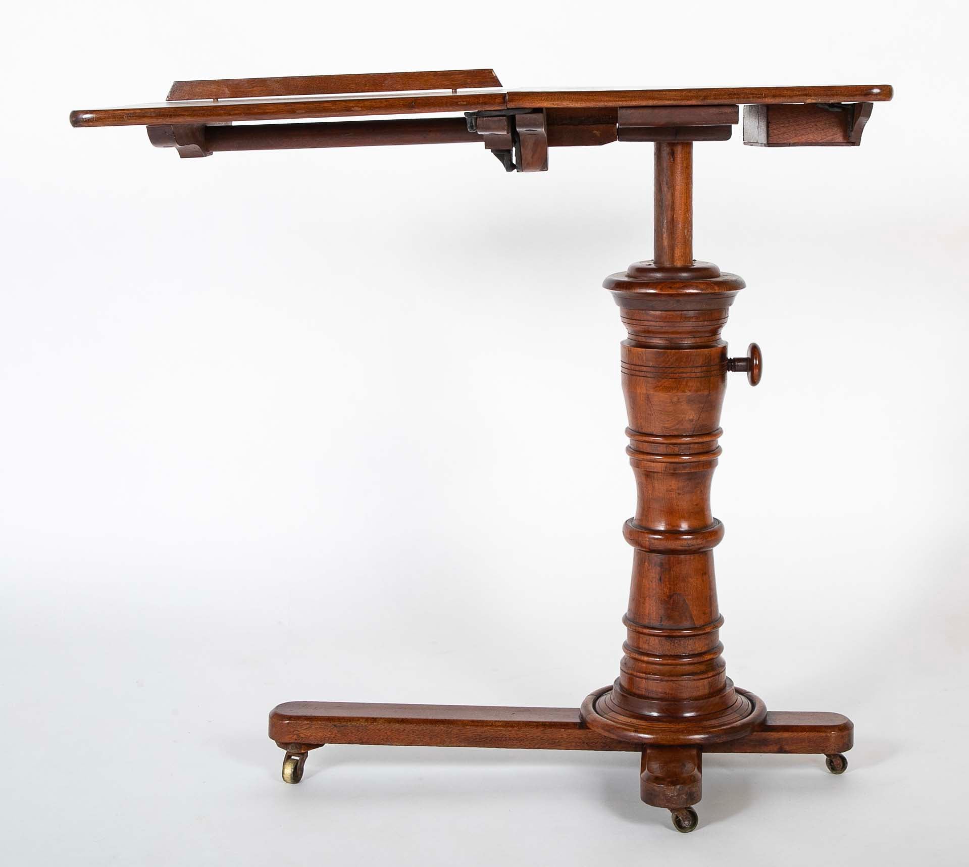 An English Adjustable Reading Table with Tiltable Section