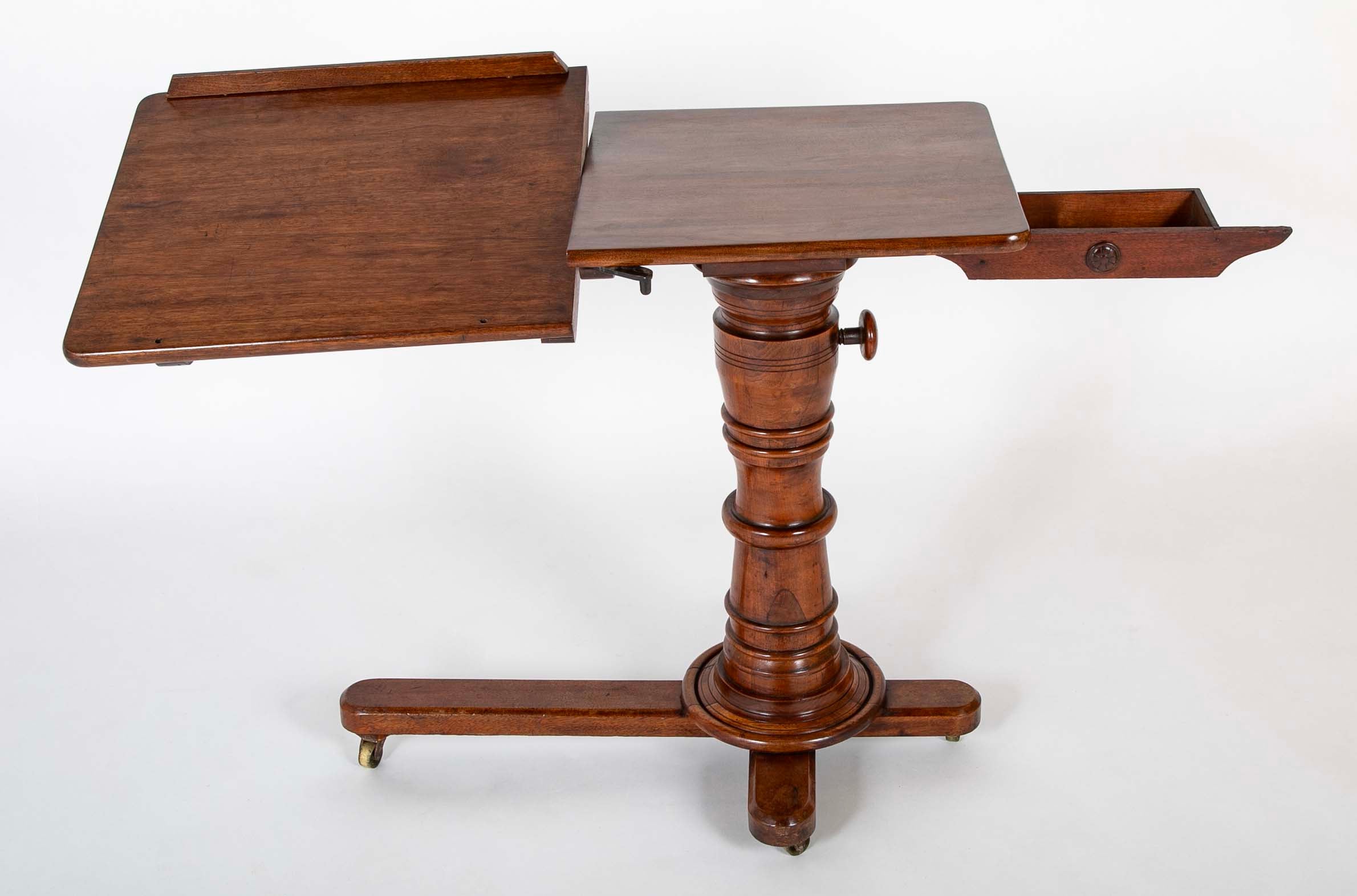 An English Adjustable Reading Table with Tiltable Section