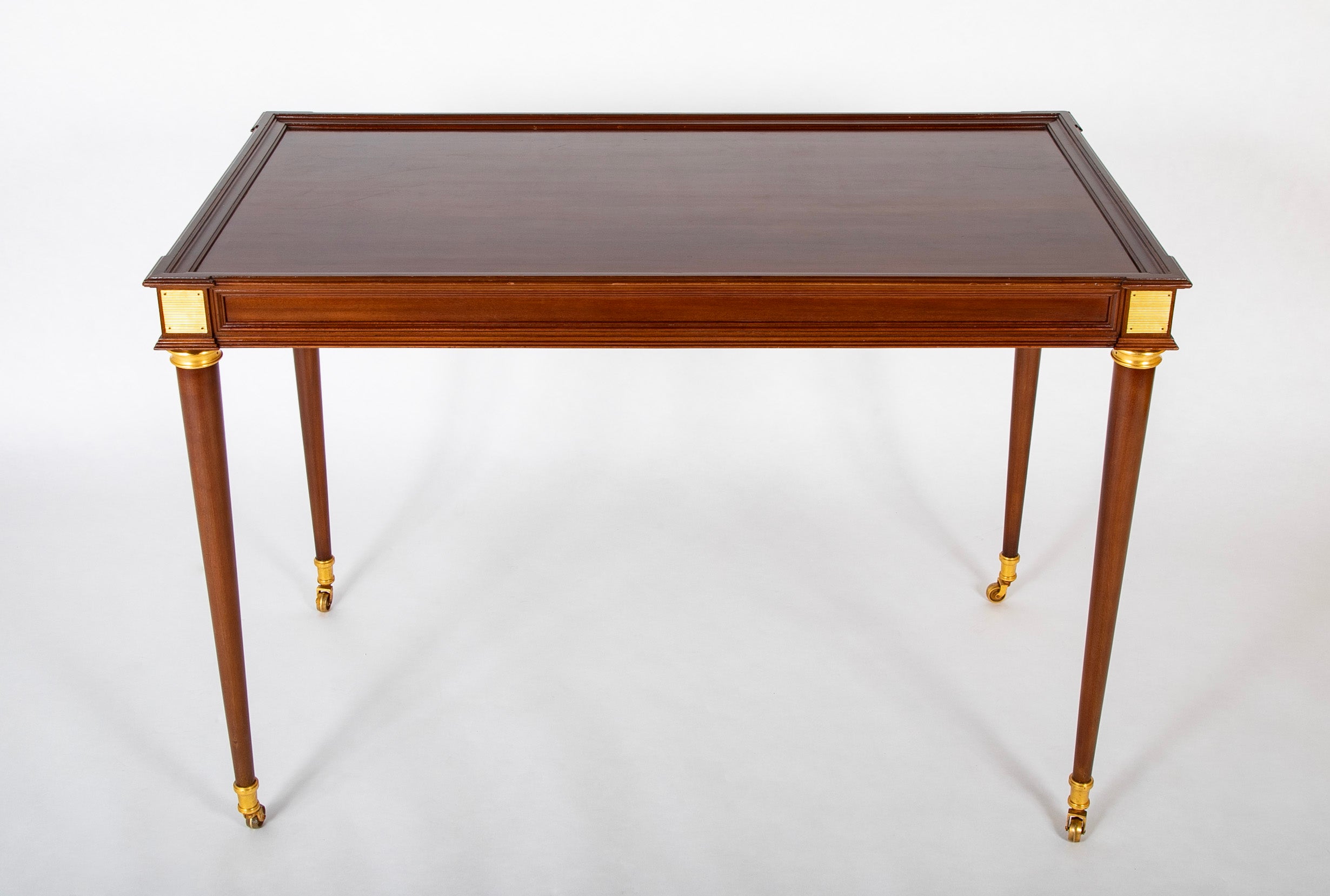 Mid Century Mahogany Table with Bronze Mounting in the Manner of Jansen