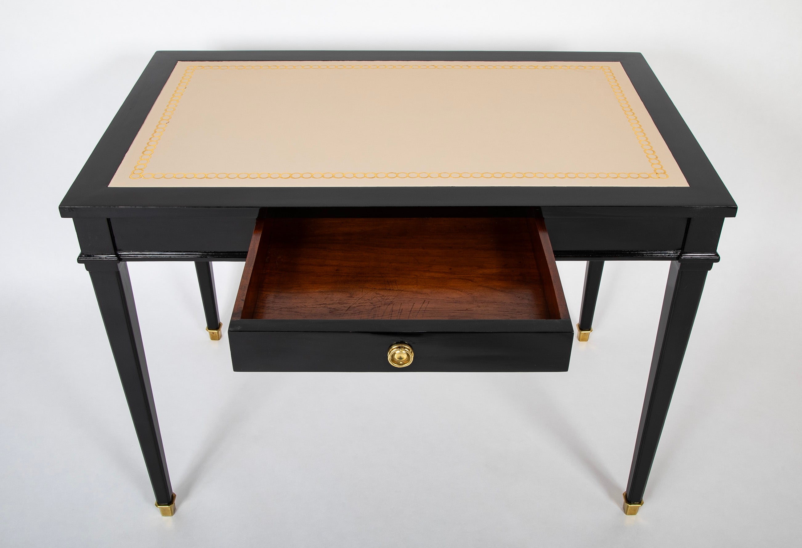 Leather Top Writing Table in the Manner of Jansen