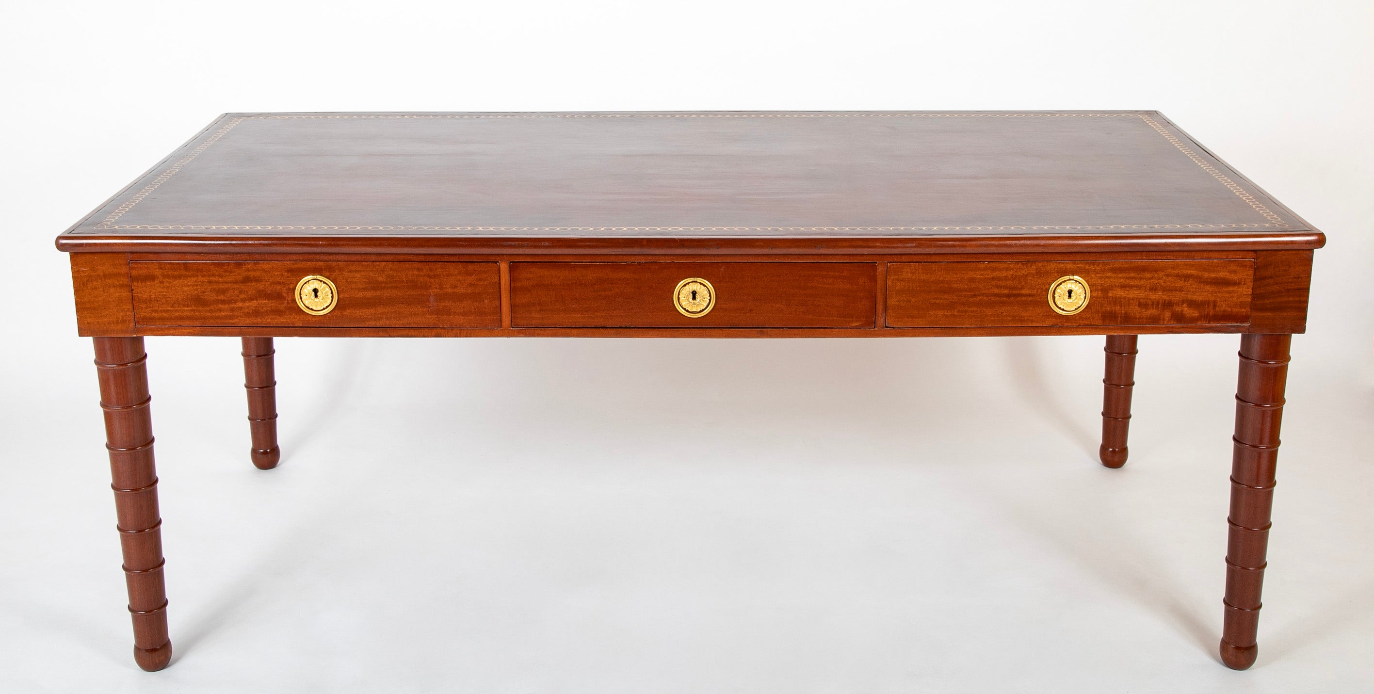 Louis Philippe Six Drawer Leather Top Partner's Writing Desk