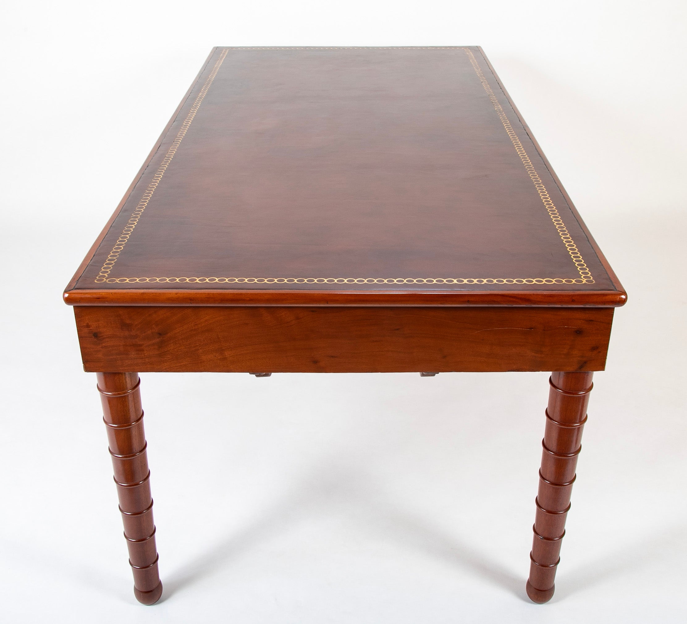 Louis Philippe Six Drawer Leather Top Partner's Writing Desk