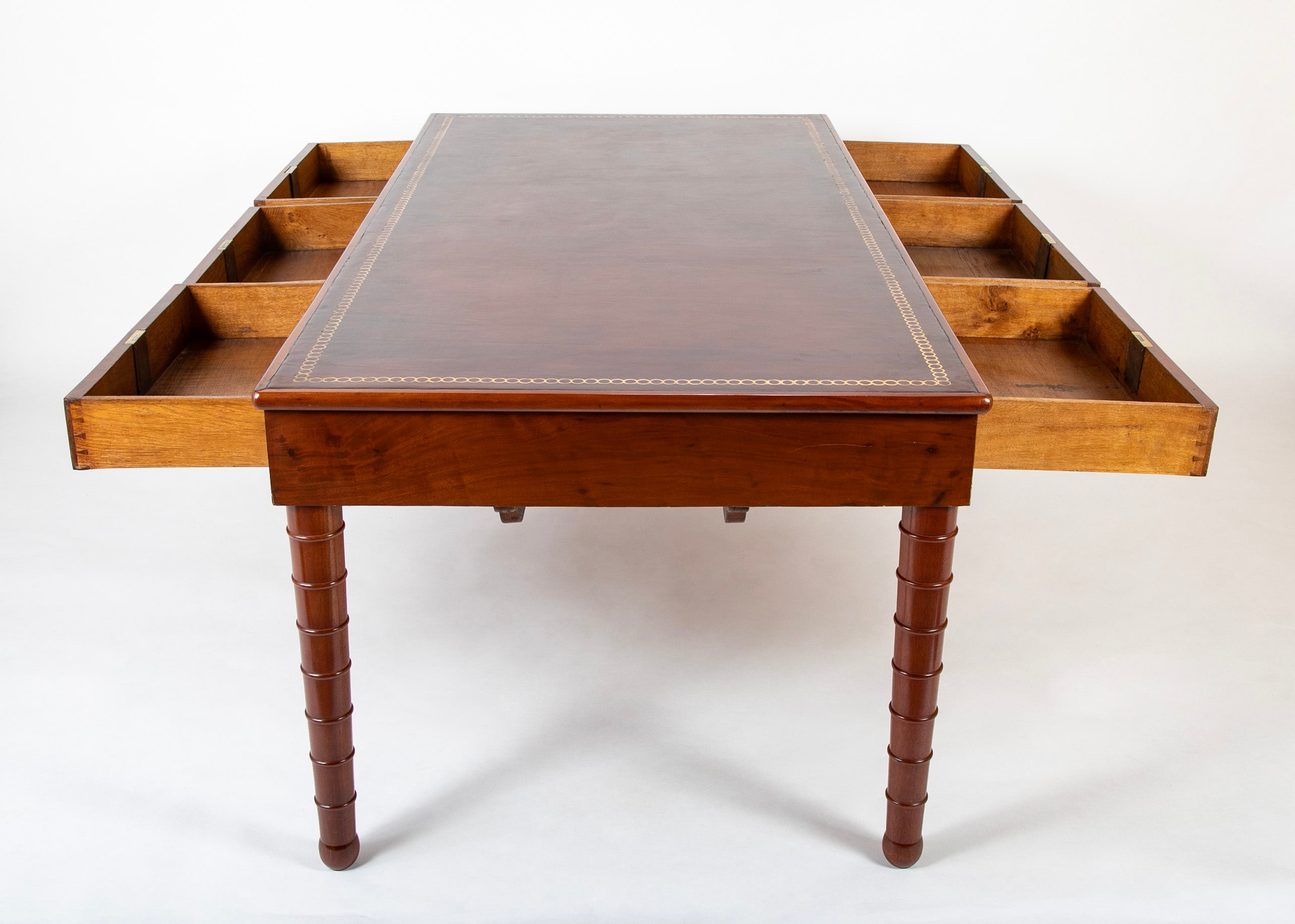 Louis Philippe Six Drawer Leather Top Partner's Writing Desk