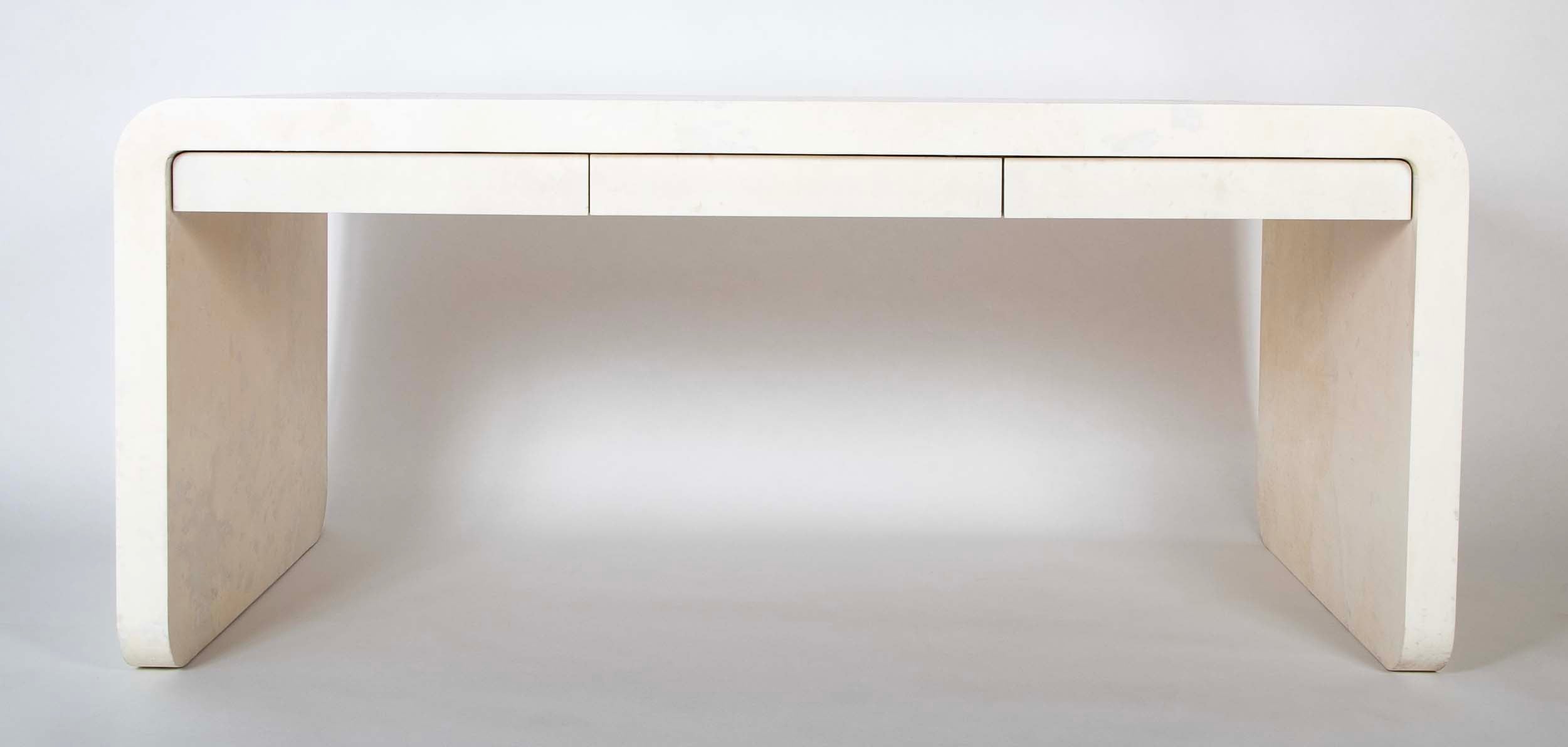 White Lacquered Goat Skin Desk by Karl Springer