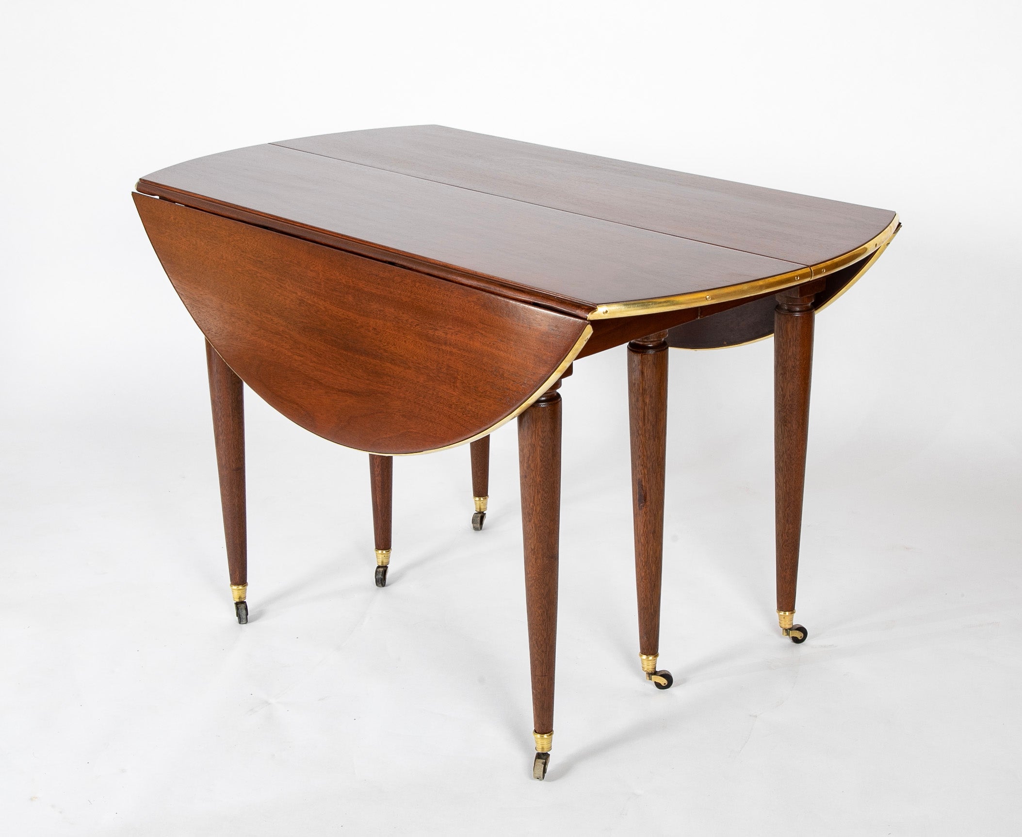 Louis XVI Style Mahogany Extension Dining Table with Four Leaves