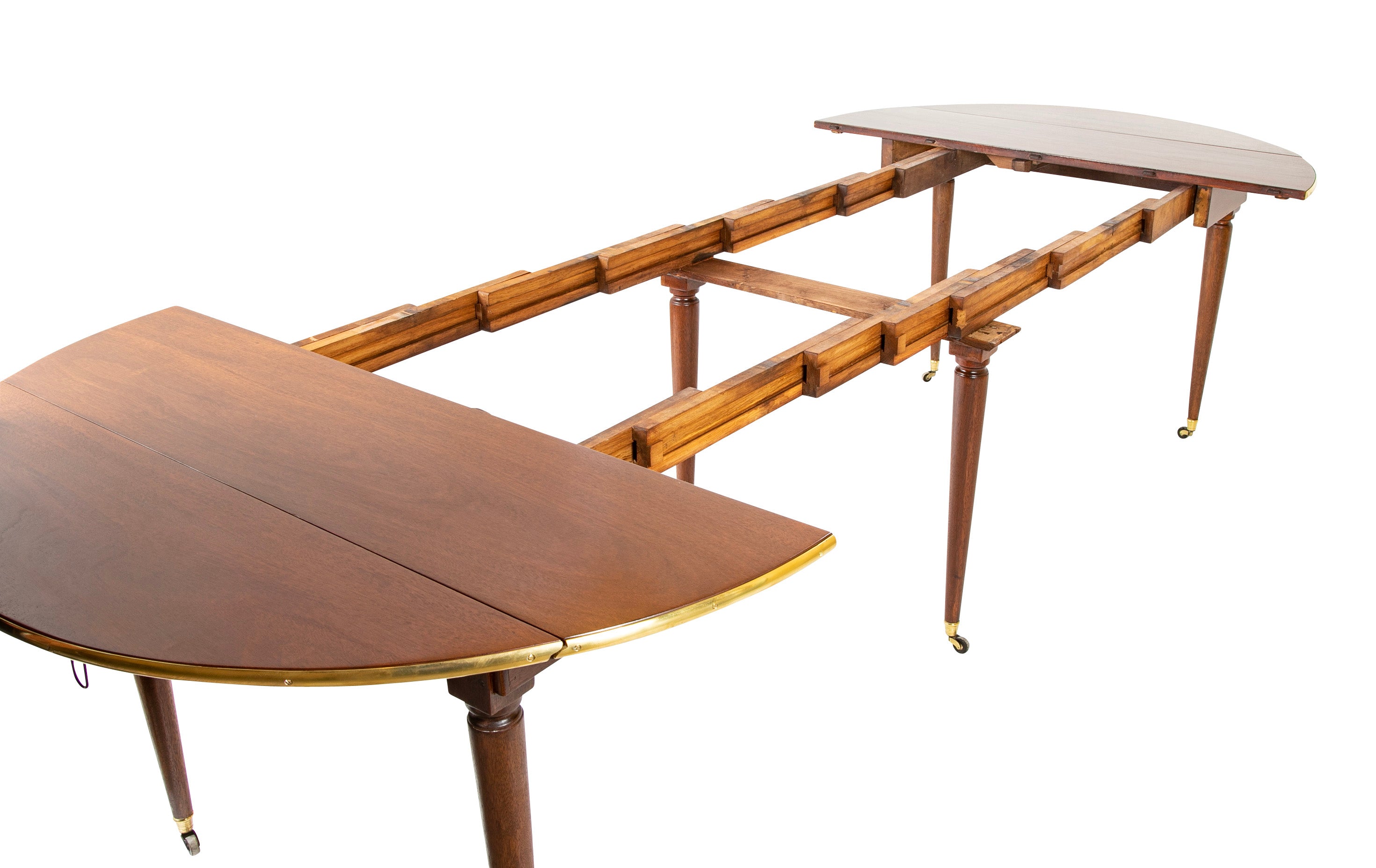 Louis XVI Style Mahogany Extension Dining Table with Four Leaves