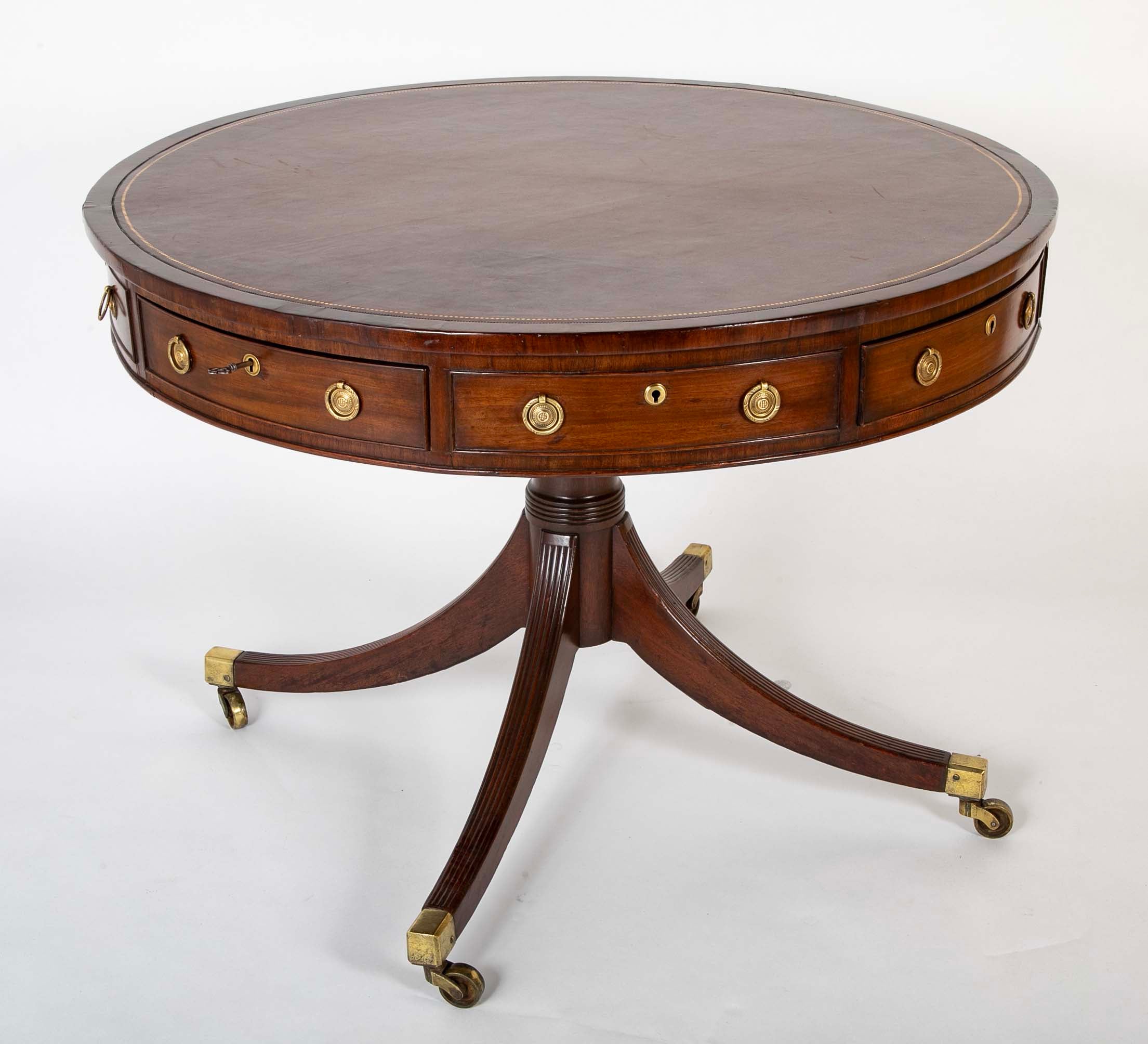 Regency Leather Top Drum Table