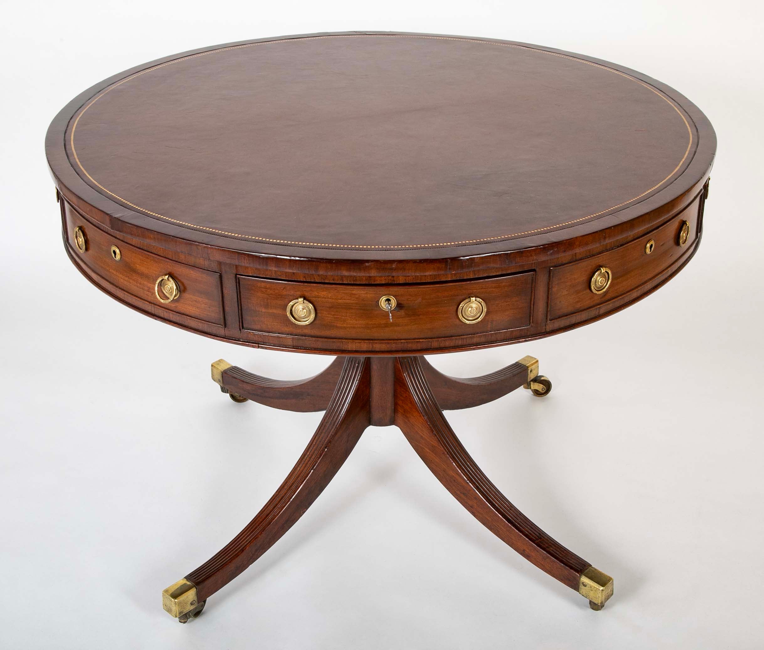 Regency Leather Top Drum Table