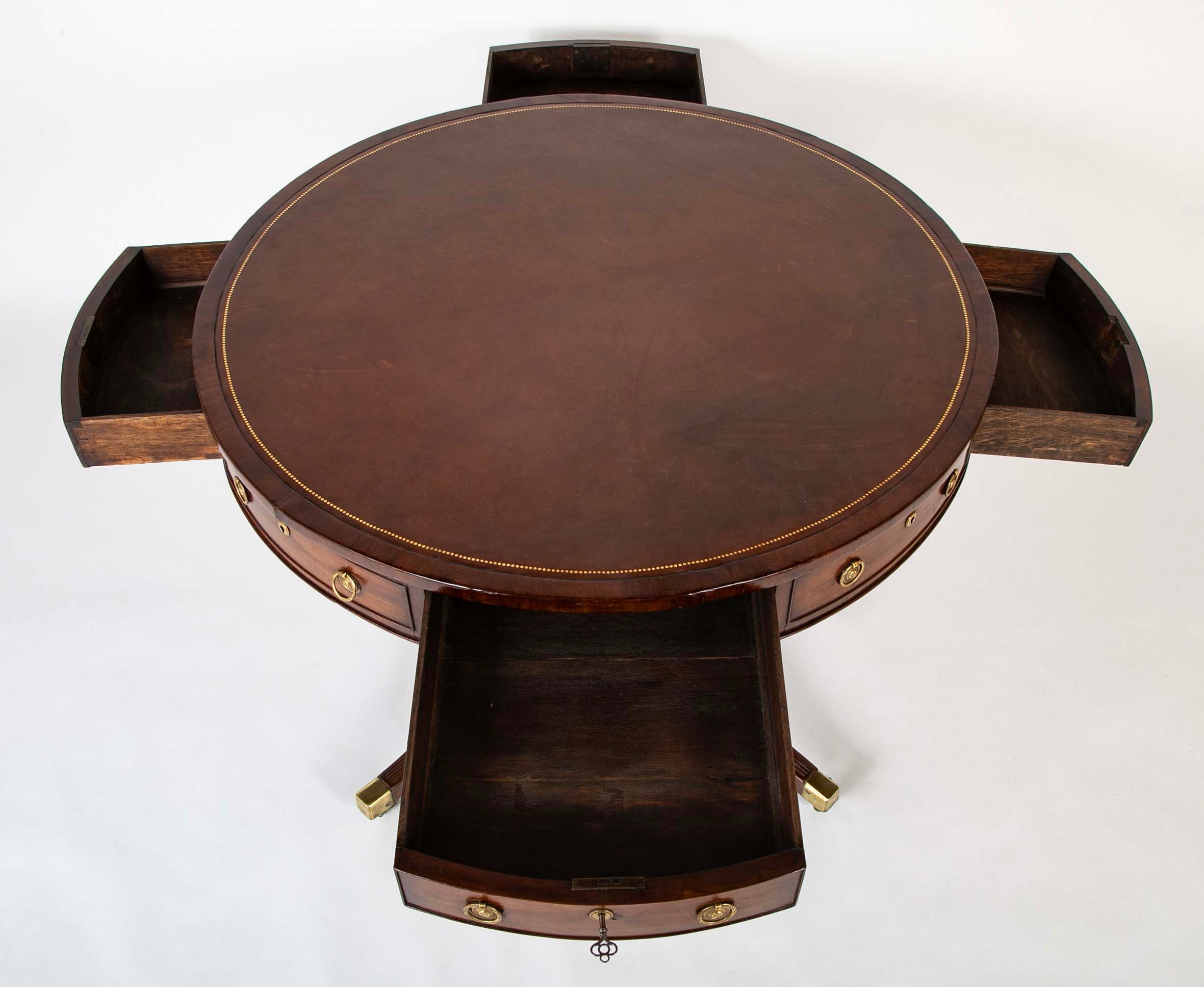 Regency Leather Top Drum Table