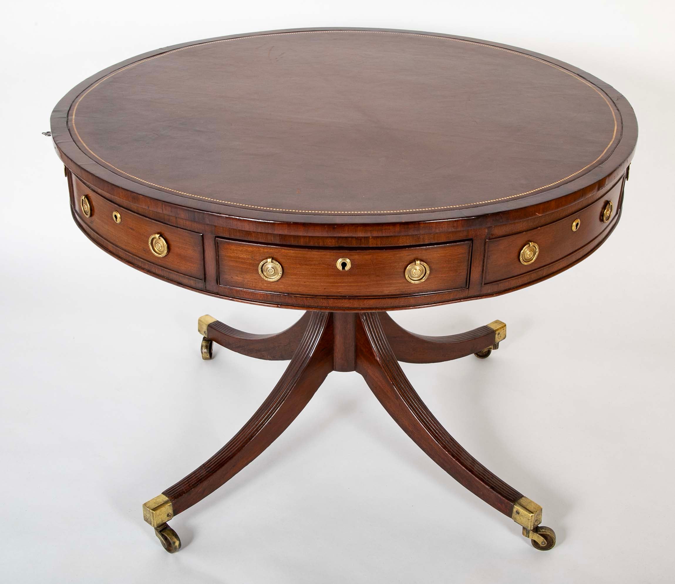 Regency Leather Top Drum Table