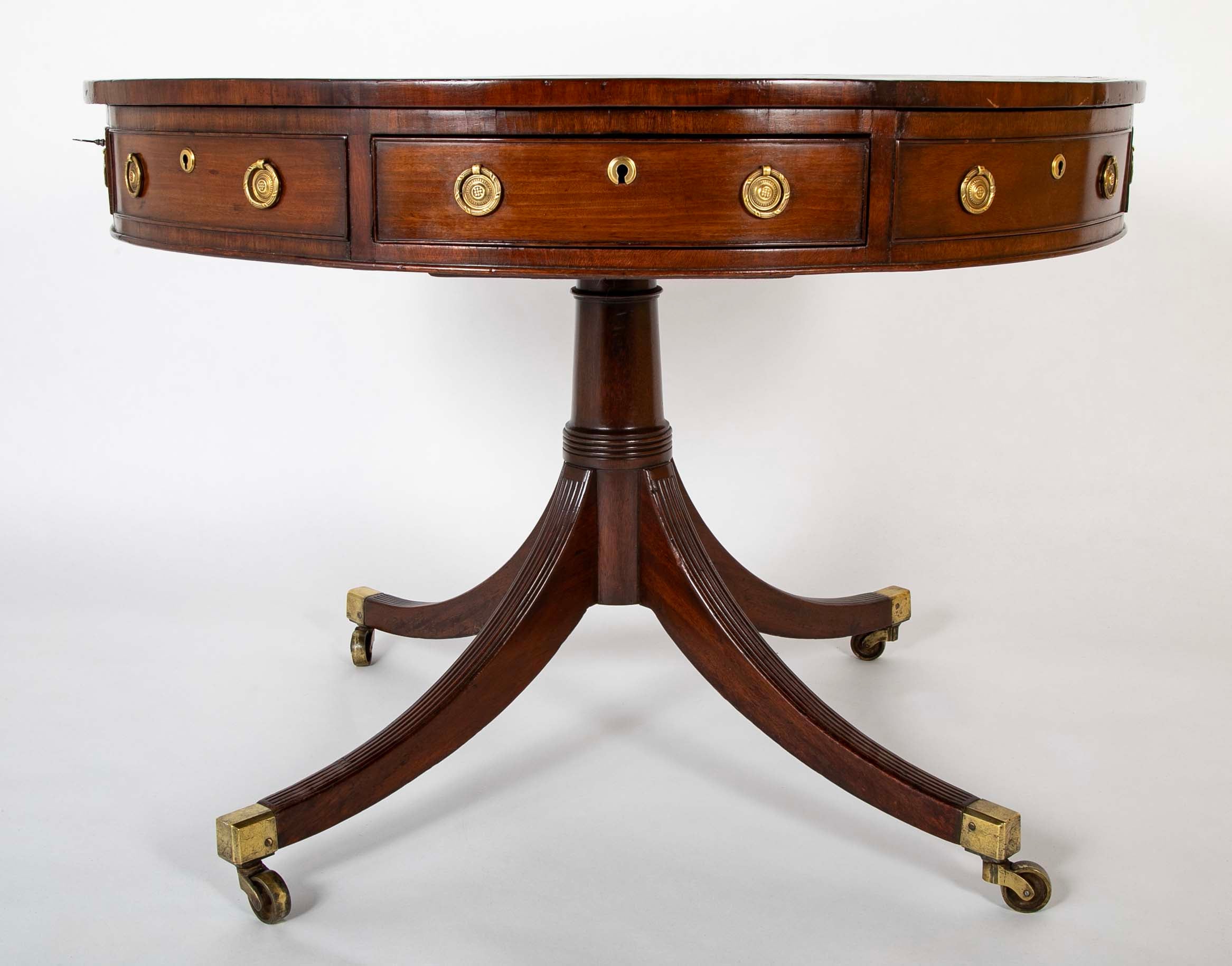 Regency Leather Top Drum Table