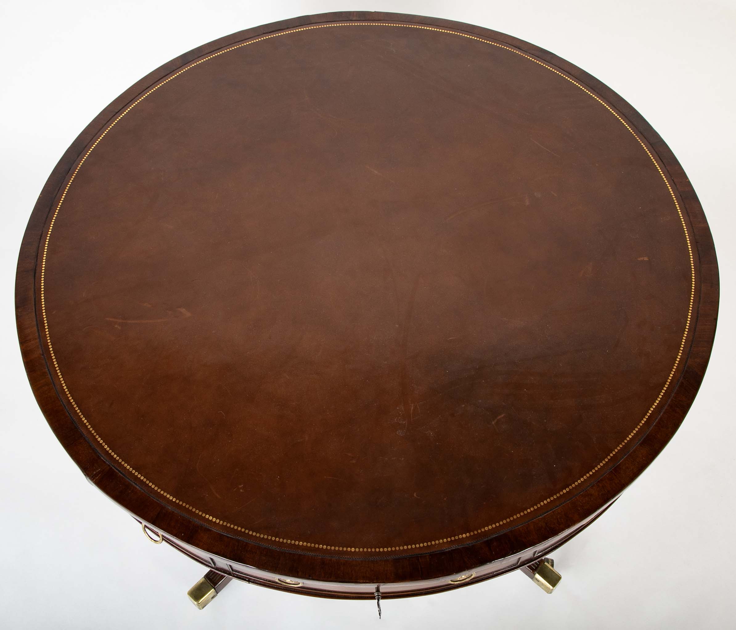 Regency Leather Top Drum Table