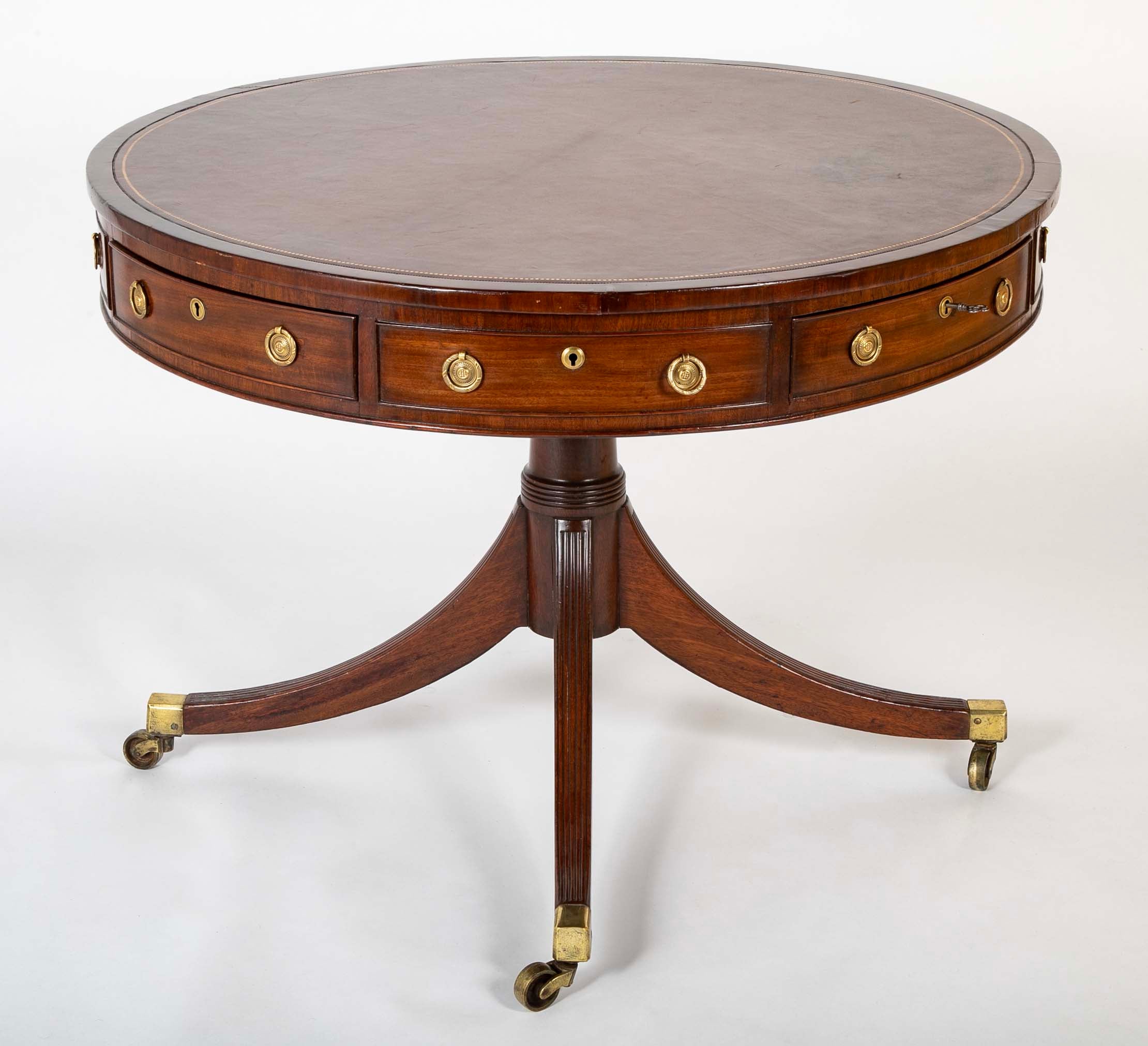 Regency Leather Top Drum Table
