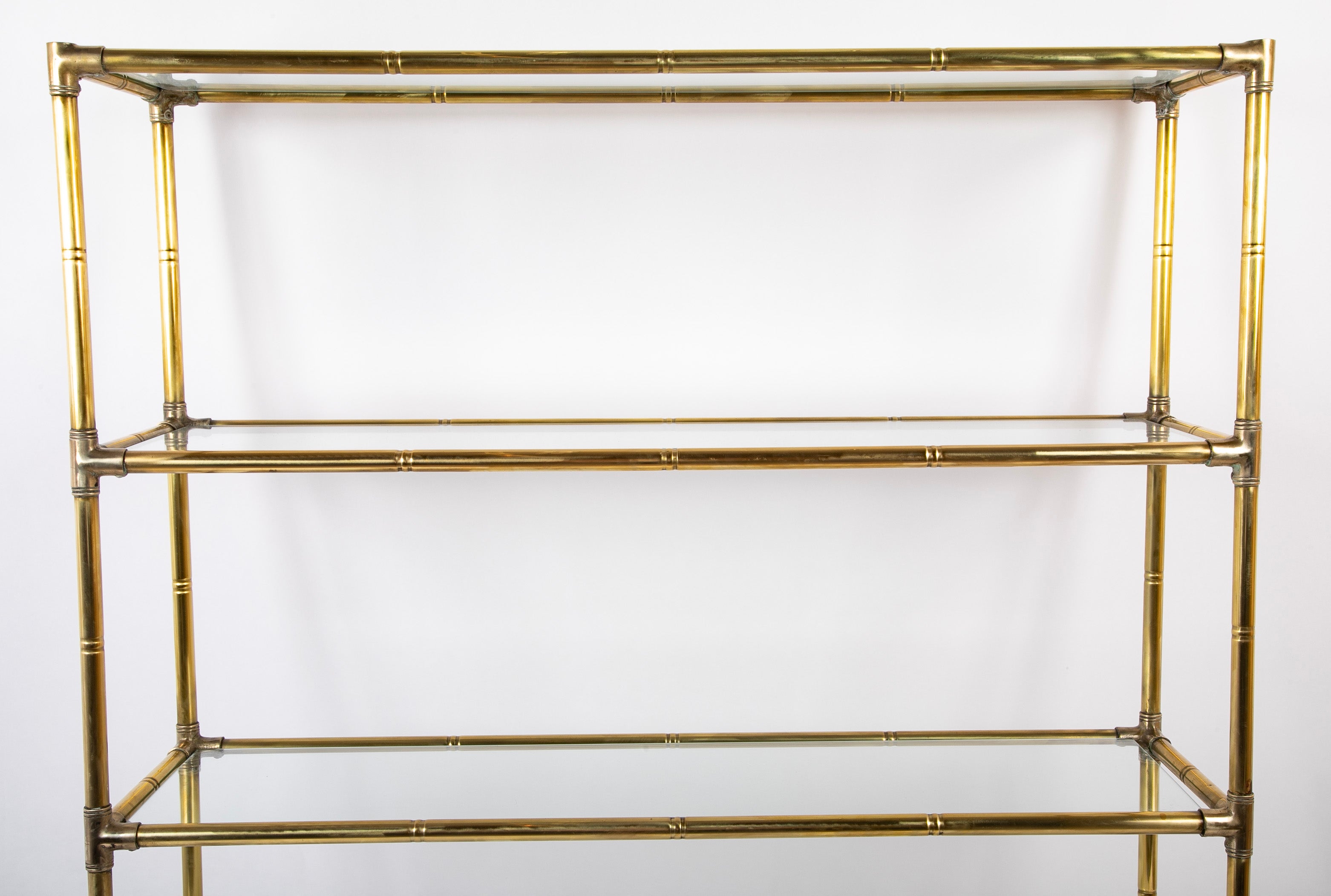 A Brass Bamboo Form Etagere