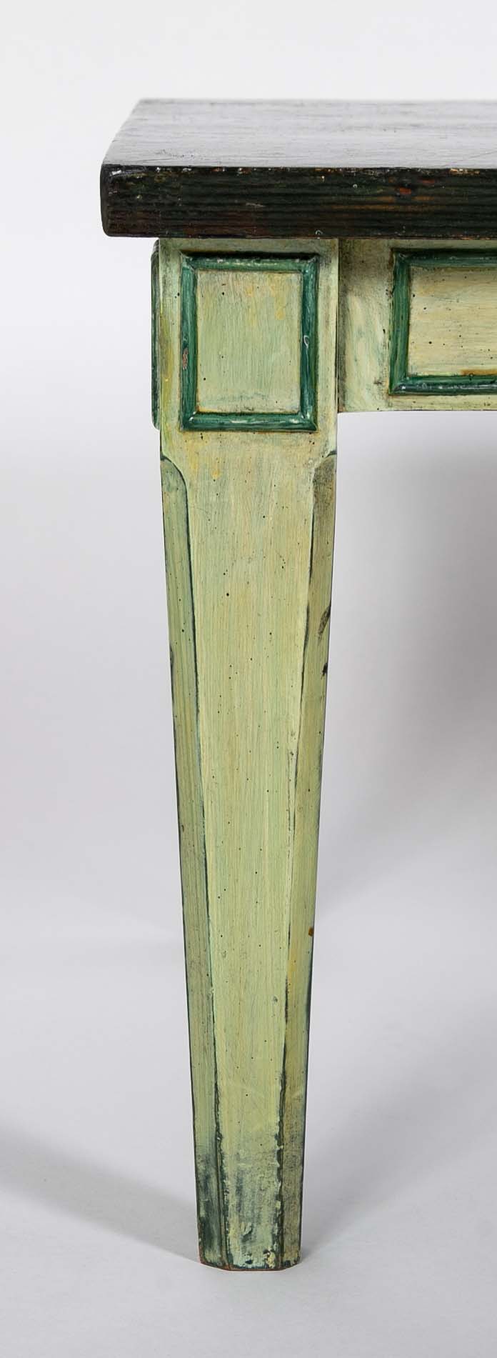 Green Painted Faux Marble Top Low Tables