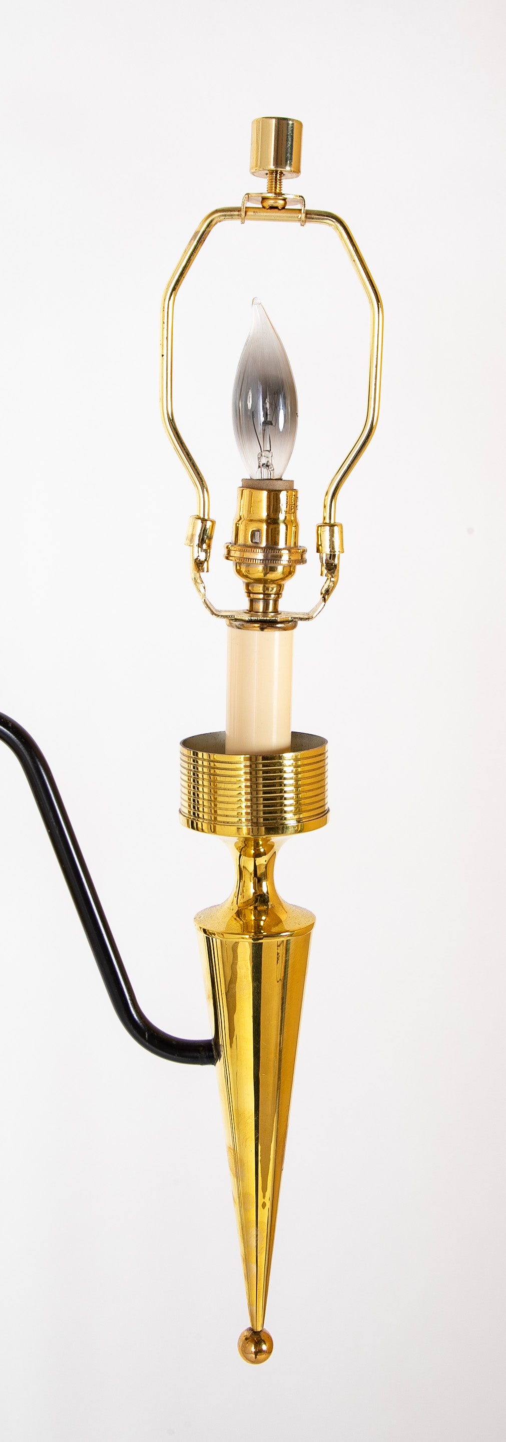 Mid-Century French Brass & Ebonized Steel Floor Lamp