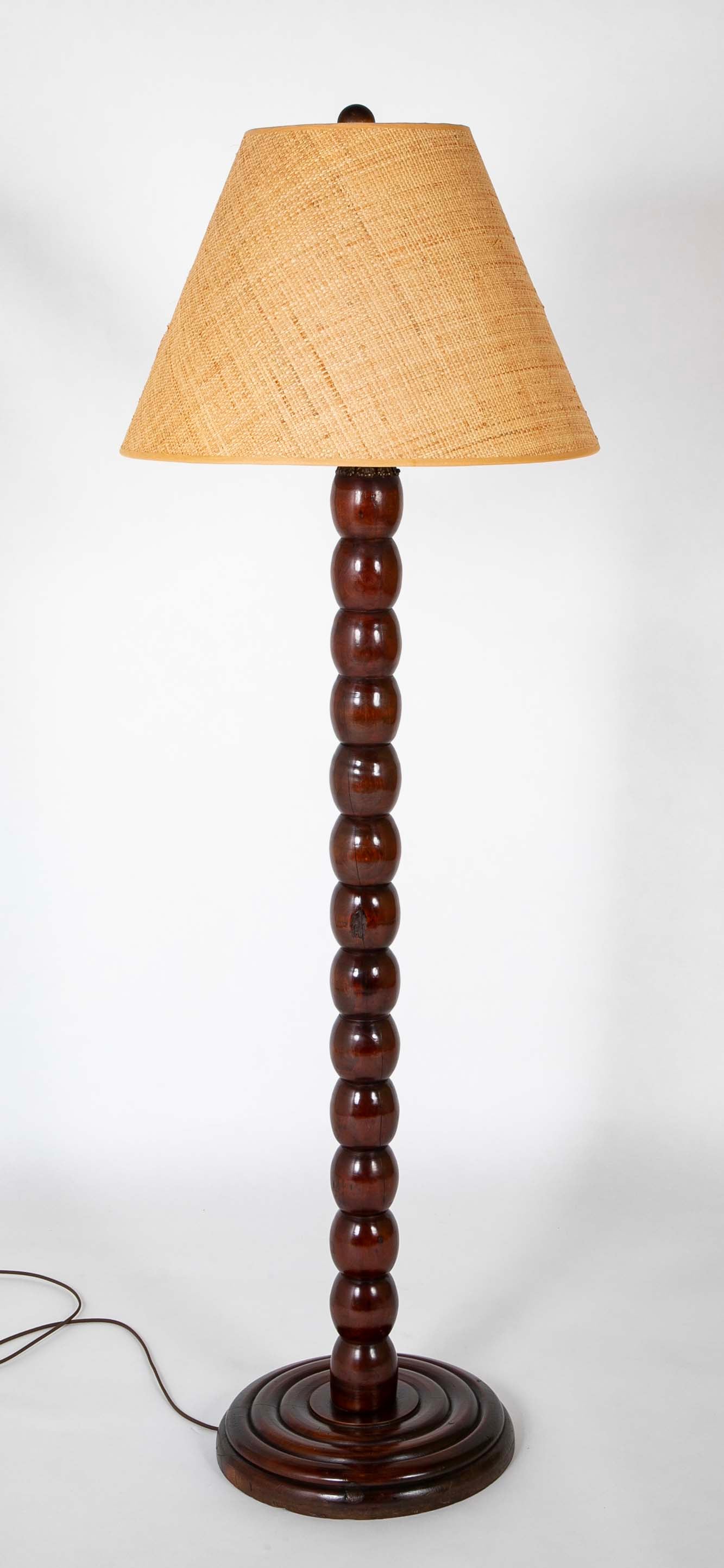 Turned Wood Floor Lamp Attributed to Victor Courtray (1896-1987)