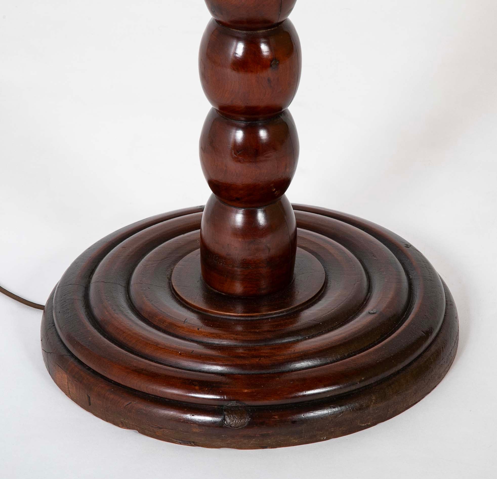Turned Wood Floor Lamp Attributed to Victor Courtray (1896-1987)
