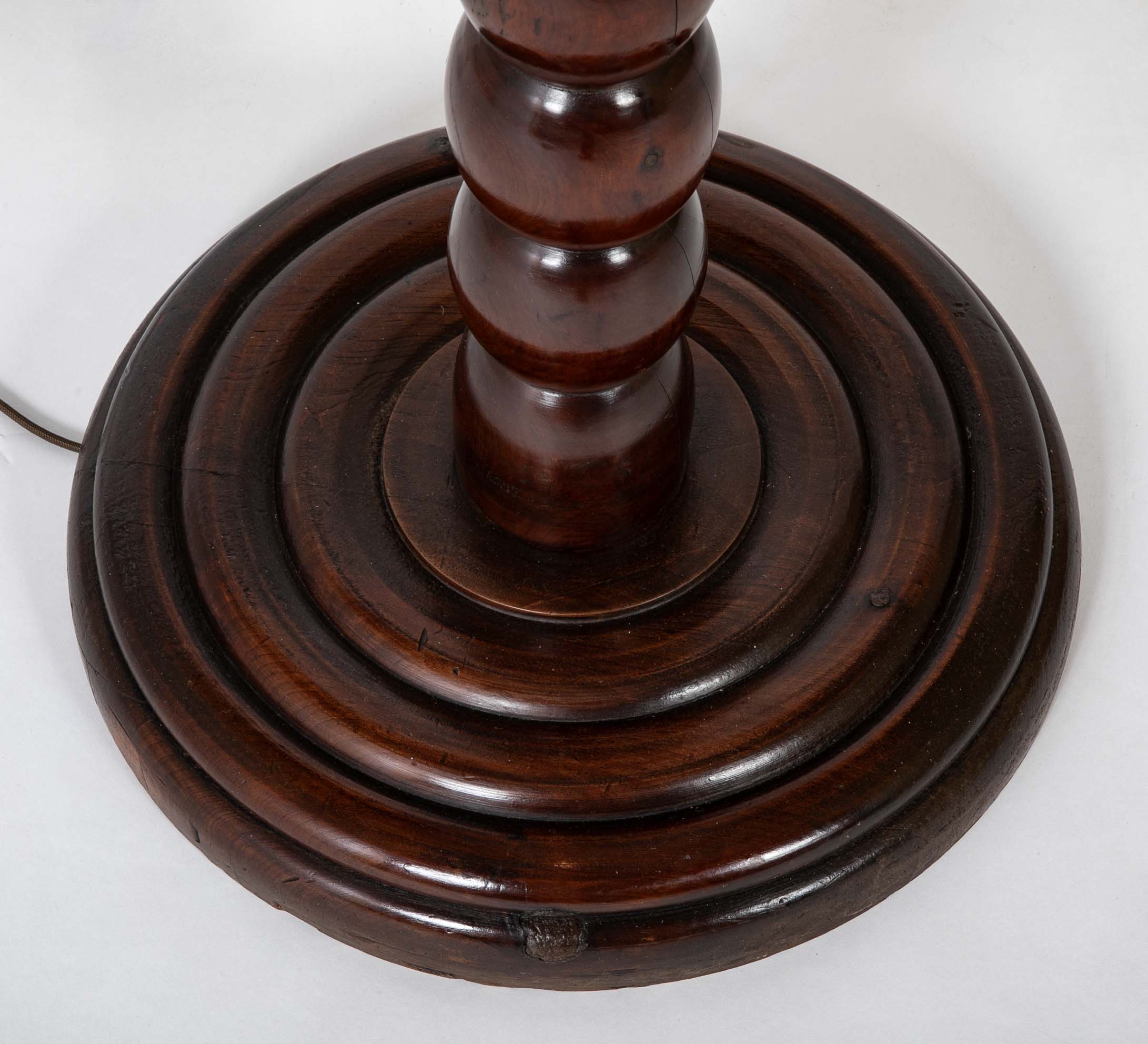 Turned Wood Floor Lamp Attributed to Victor Courtray (1896-1987)