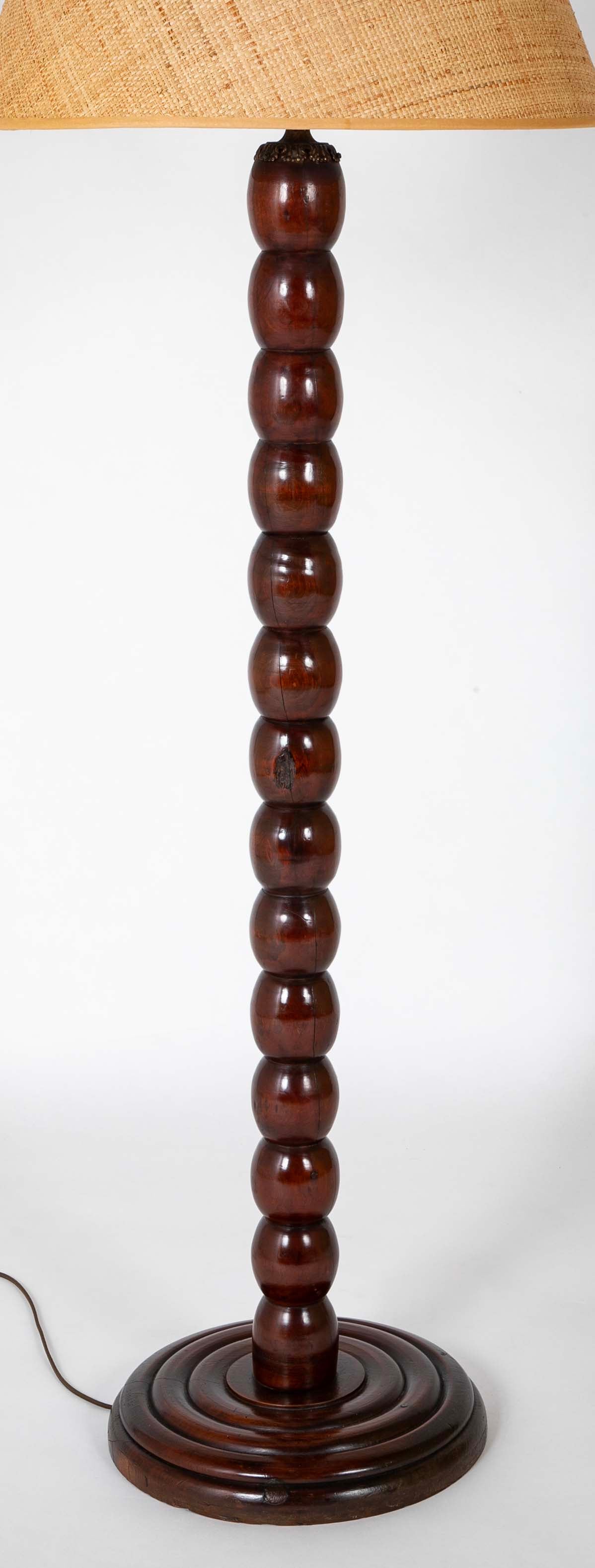 Turned Wood Floor Lamp Attributed to Victor Courtray (1896-1987)