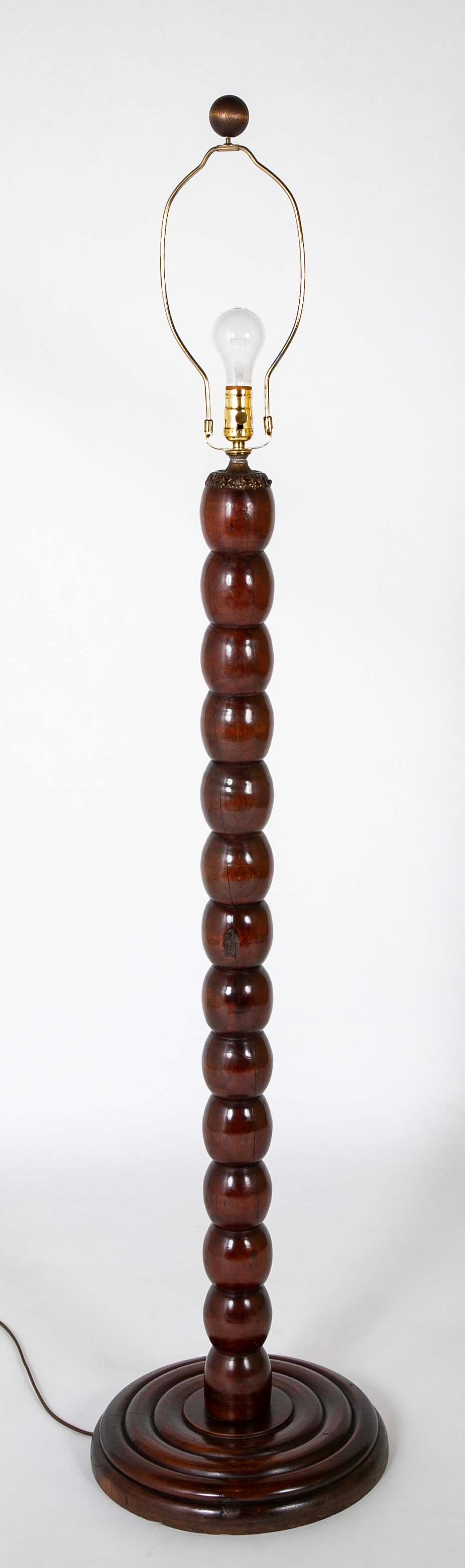 Turned Wood Floor Lamp Attributed to Victor Courtray (1896-1987)