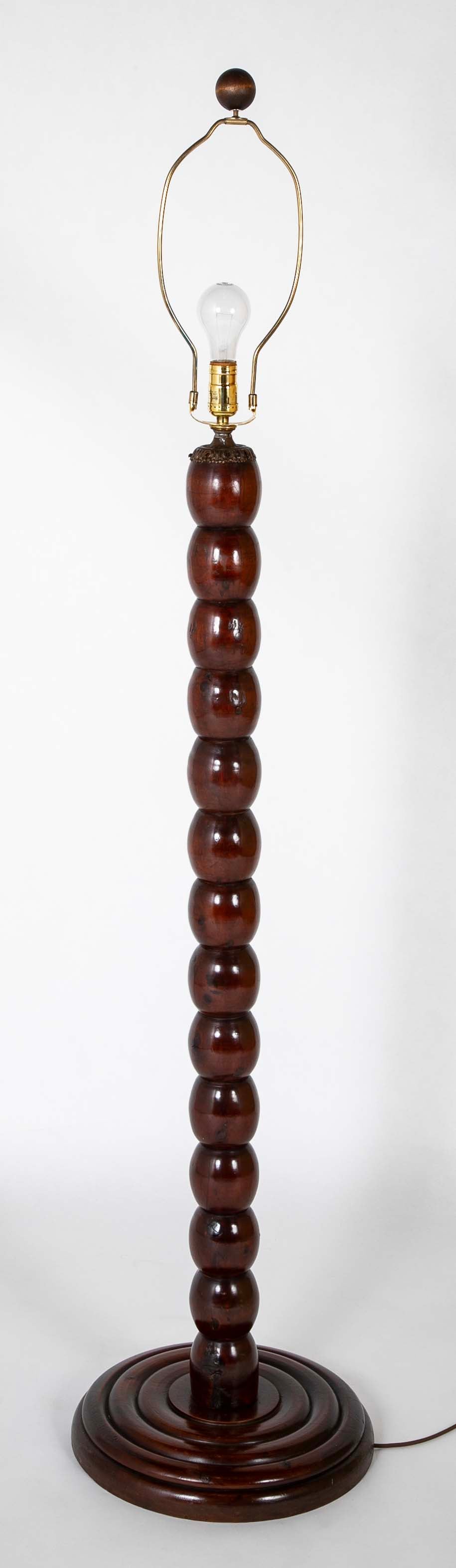 Turned Wood Floor Lamp Attributed to Victor Courtray (1896-1987)
