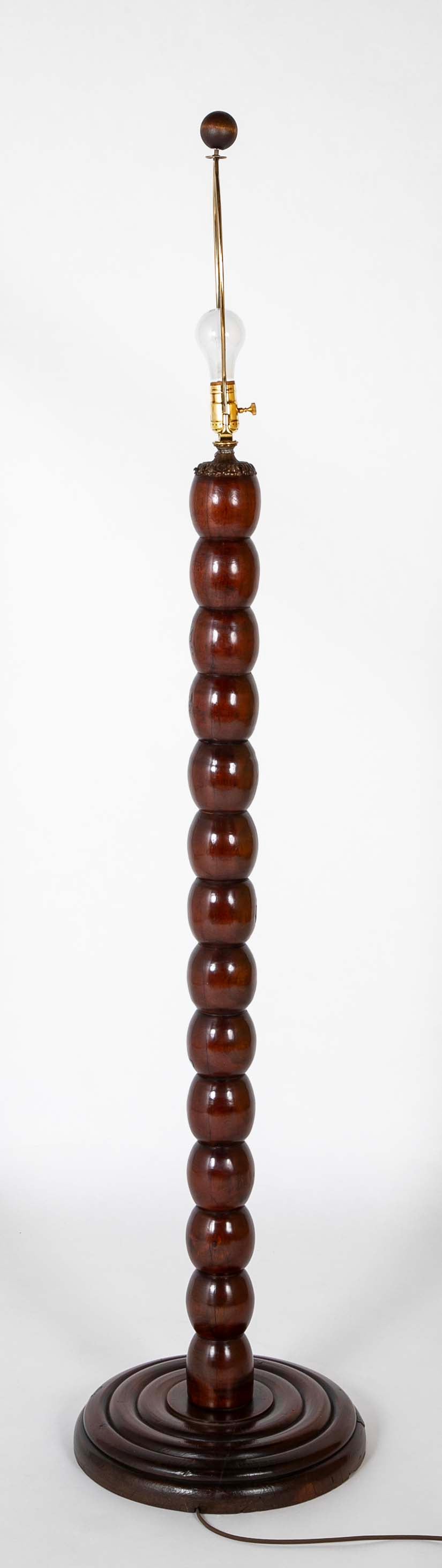 Turned Wood Floor Lamp Attributed to Victor Courtray (1896-1987)
