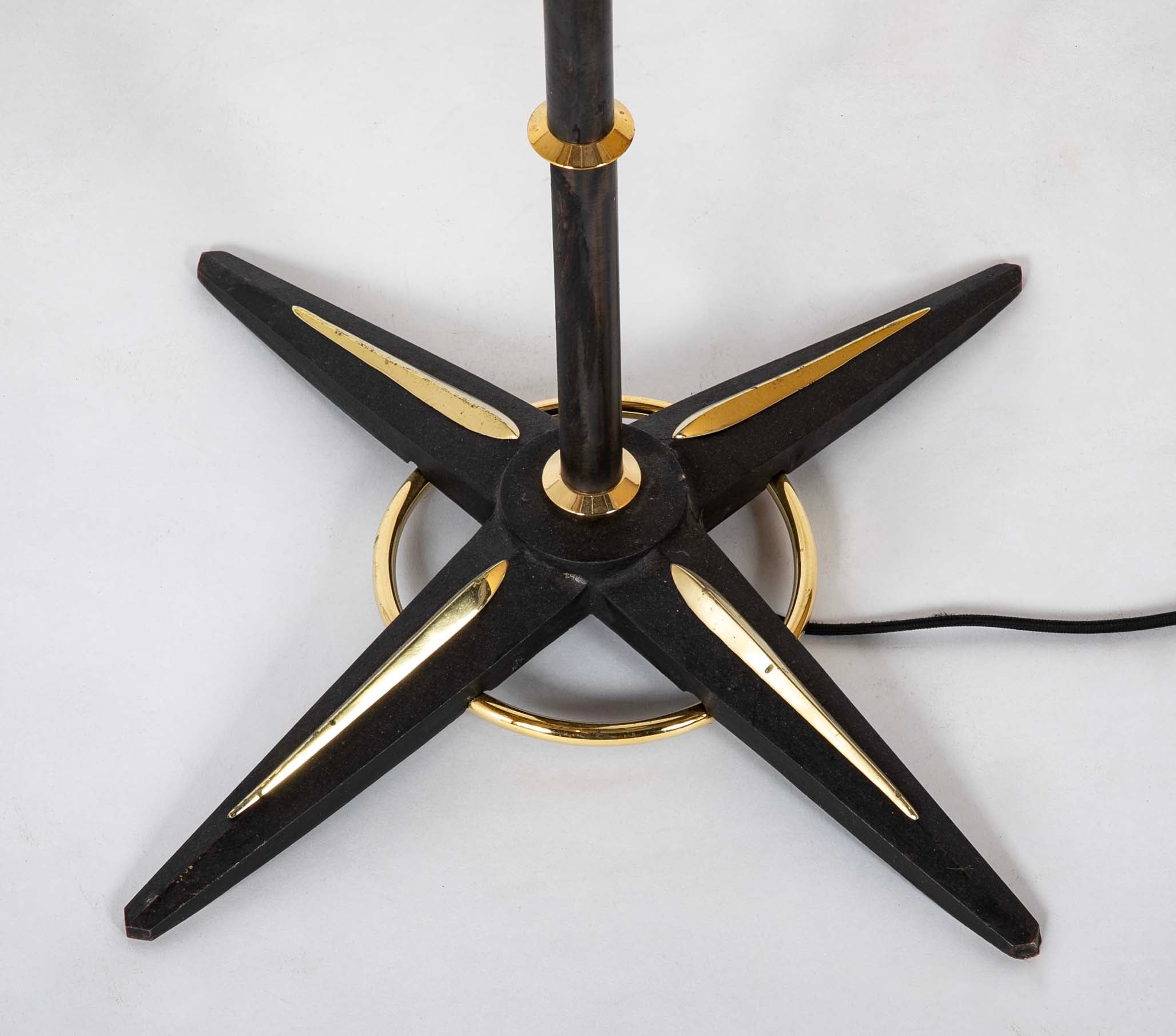 Iron and Brass Floor Lamp in the Manner of Adnet