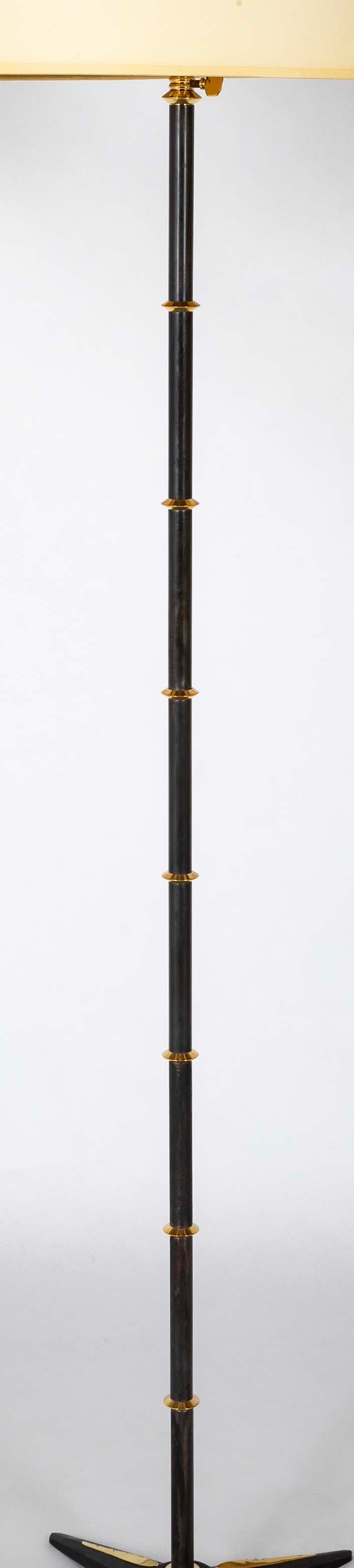 Iron and Brass Floor Lamp in the Manner of Adnet