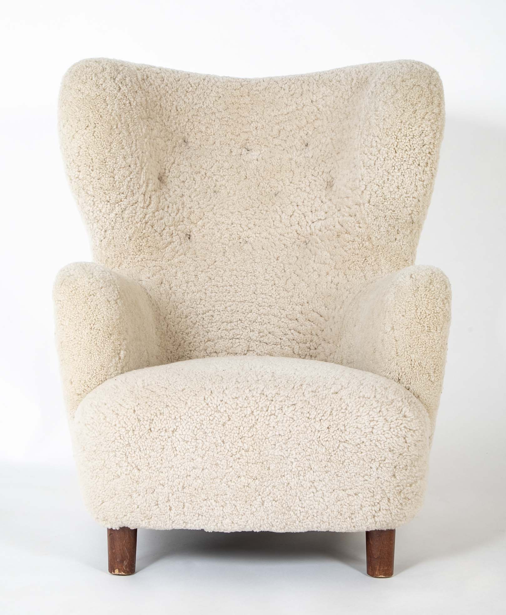 Mid 20th Century Danish Wingchair in Lambswool