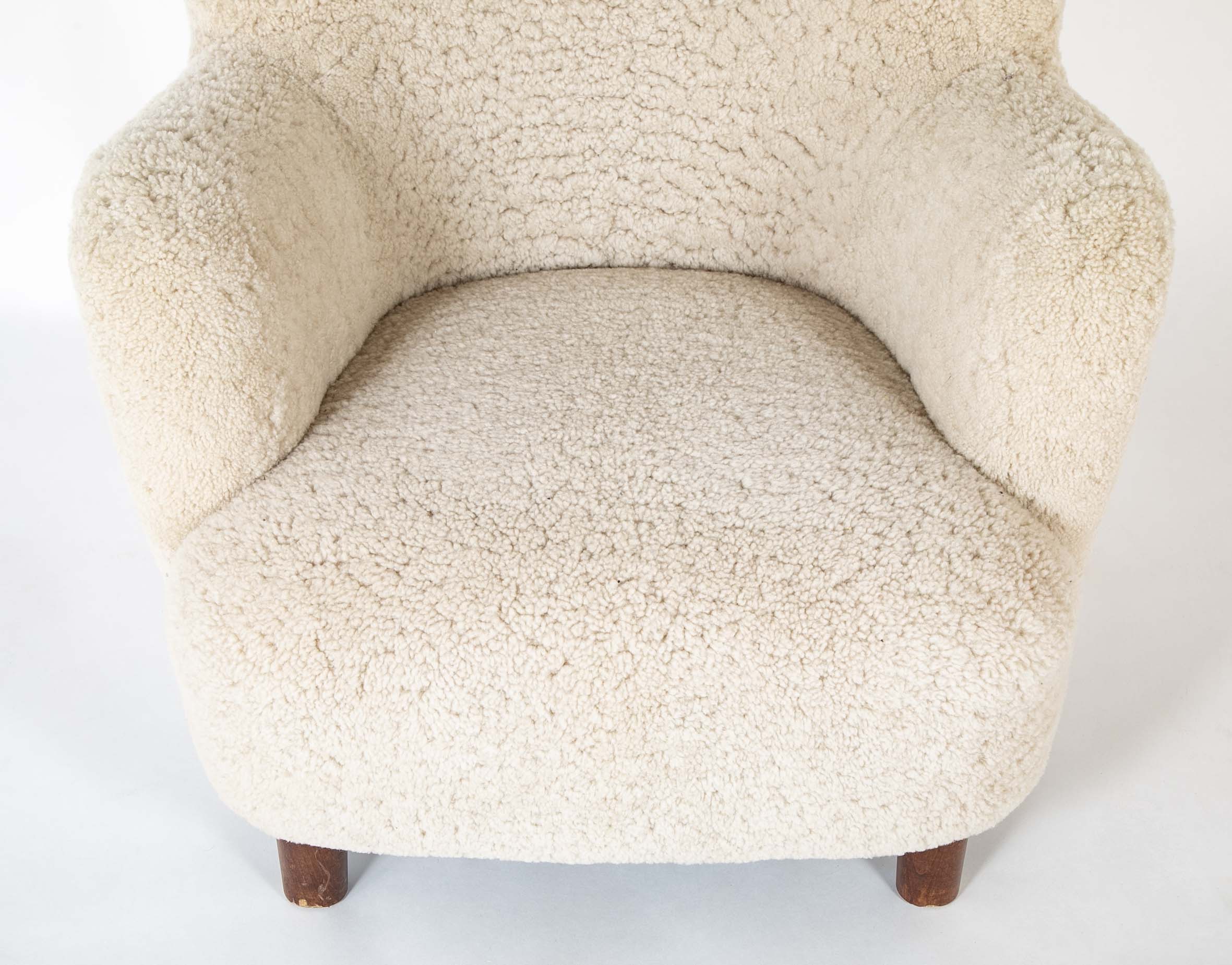 Mid 20th Century Danish Wingchair in Lambswool