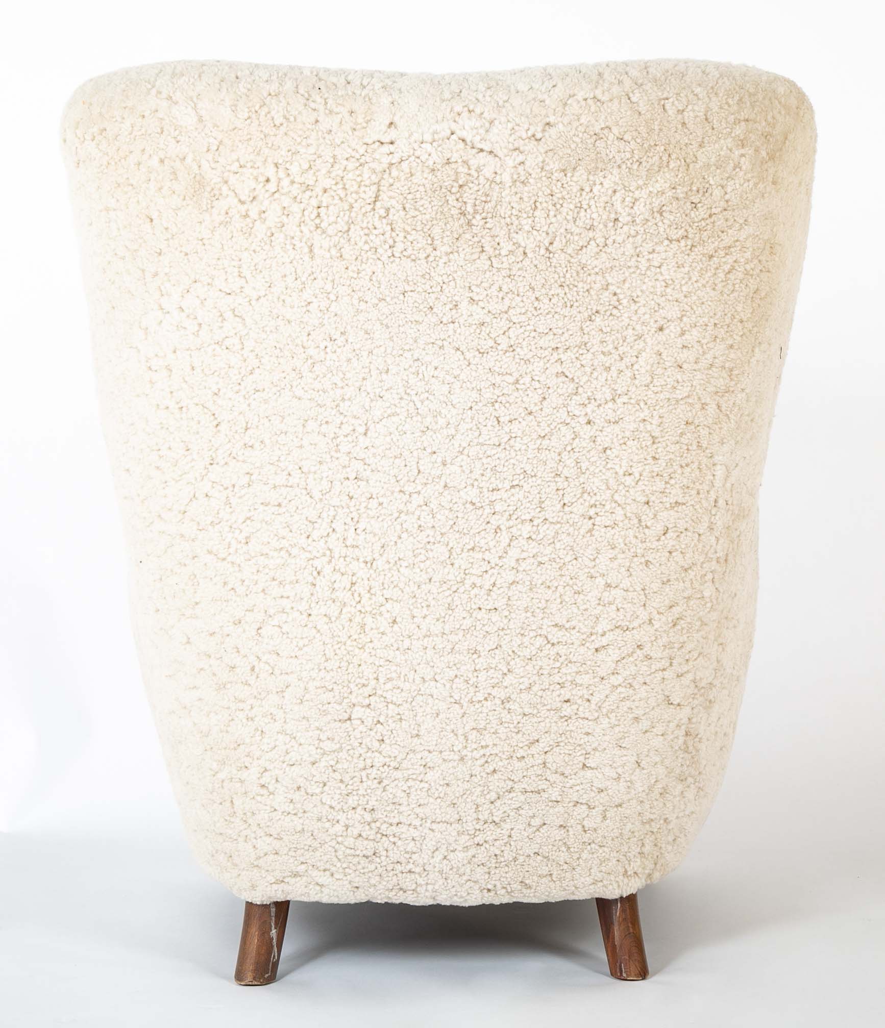 Mid 20th Century Danish Wingchair in Lambswool